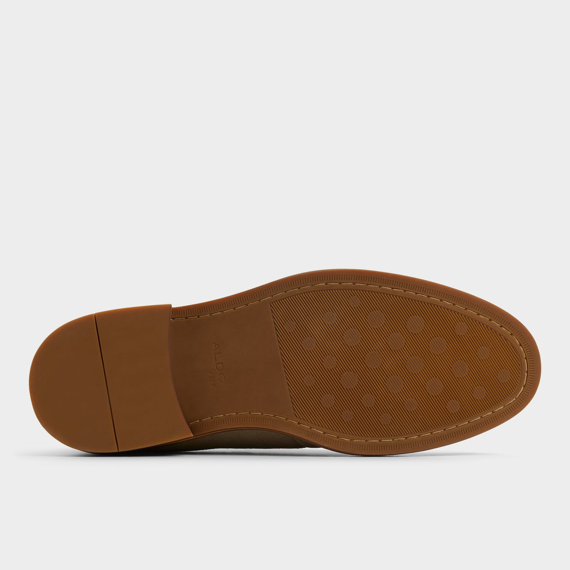 View of Taupe Croy Oxford shoe's sole