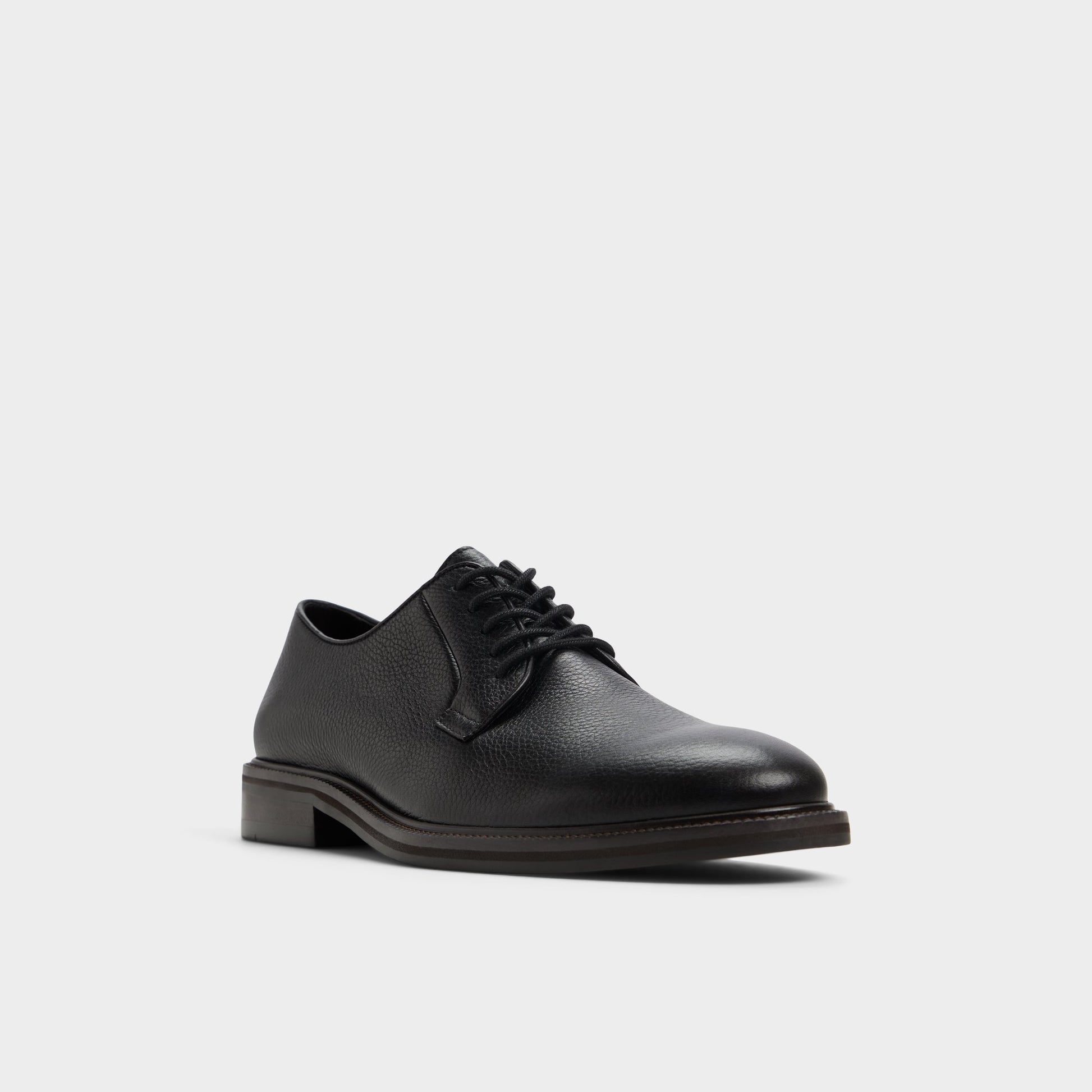 Three-quarter angle of Black Croy Oxford shoe's front side