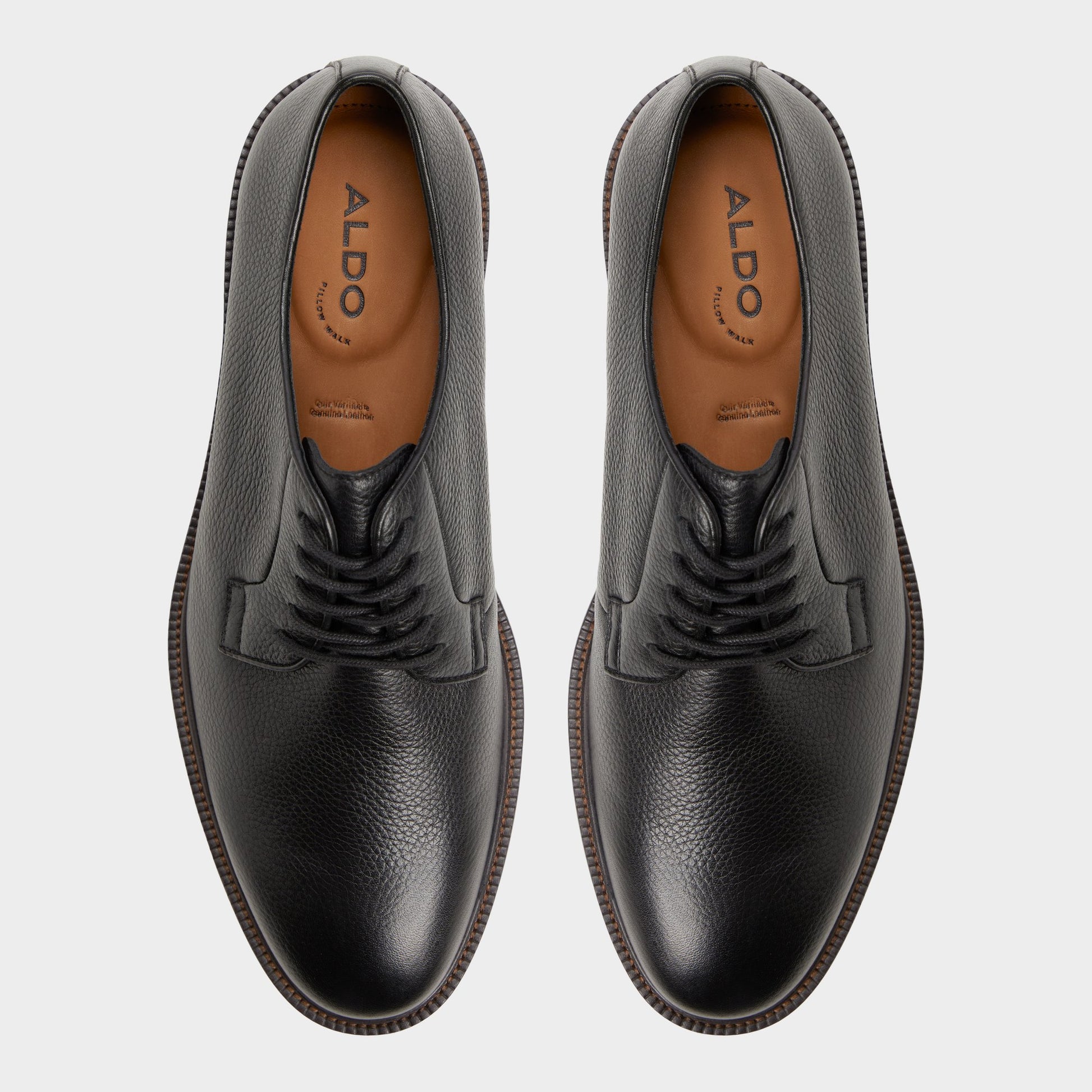 Top-down view of the Black Croy Oxford shoe