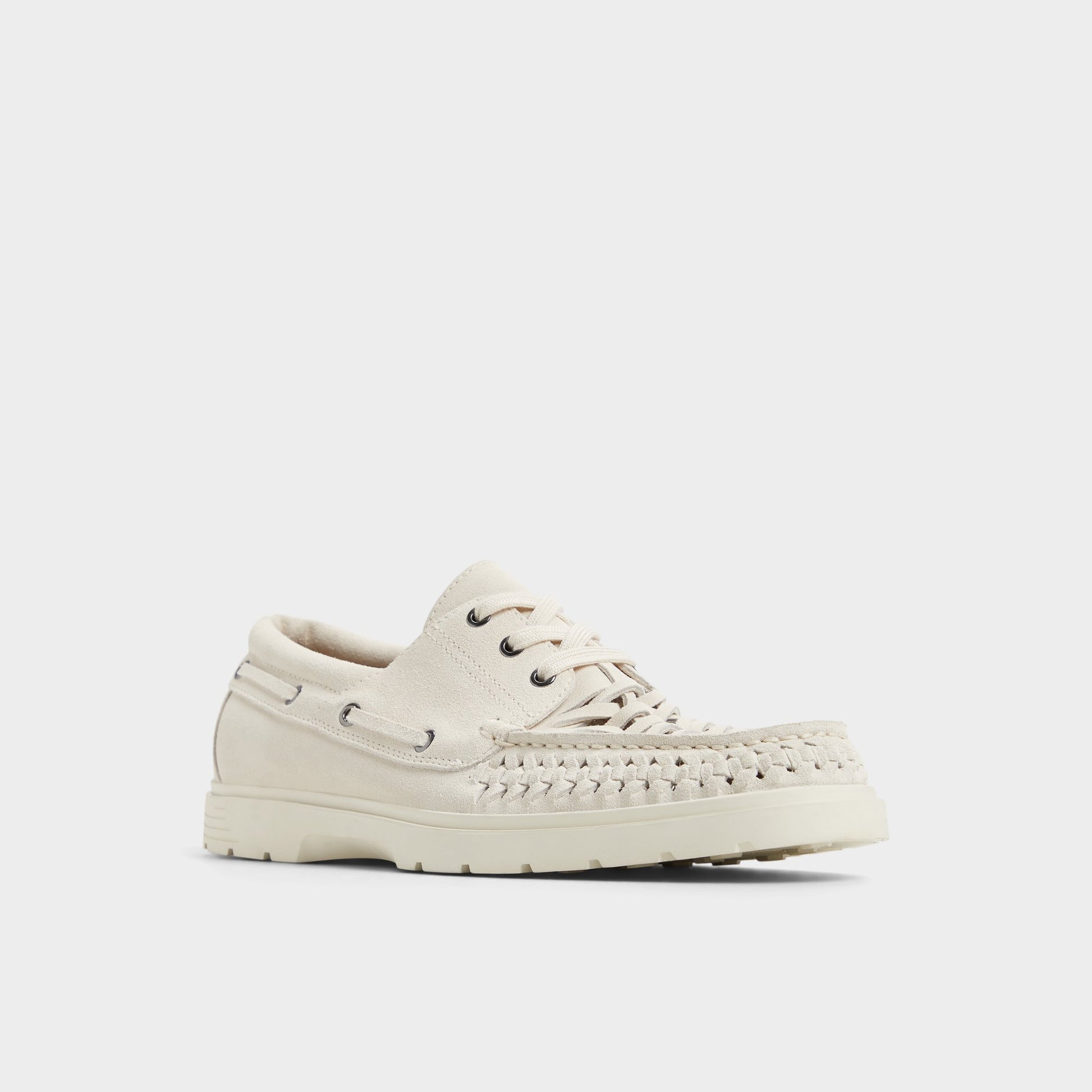 Three-quarter angle of Ivory Mikal Boat shoe's front side