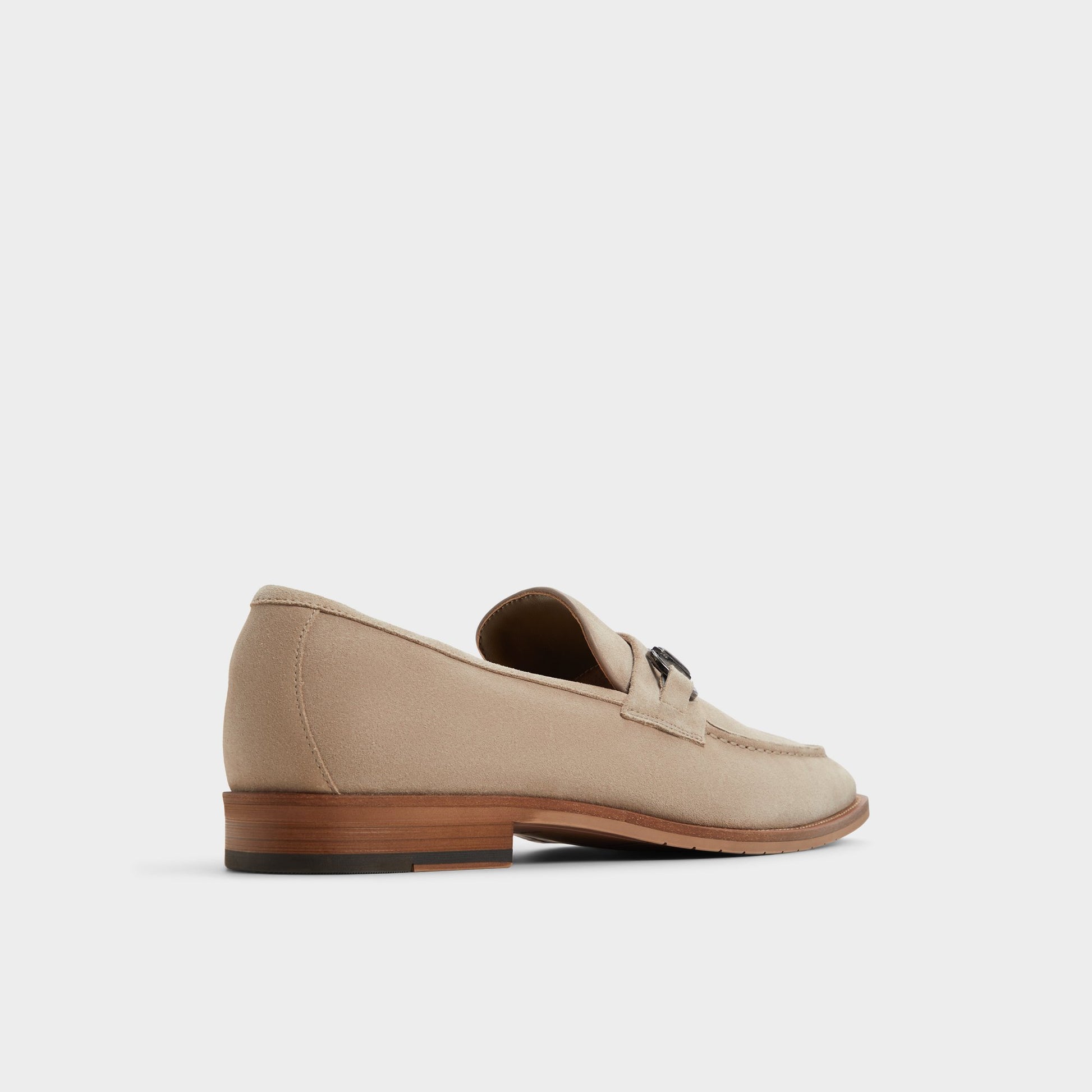 Three-quarter angle of Taupe Thado Loafer's back side