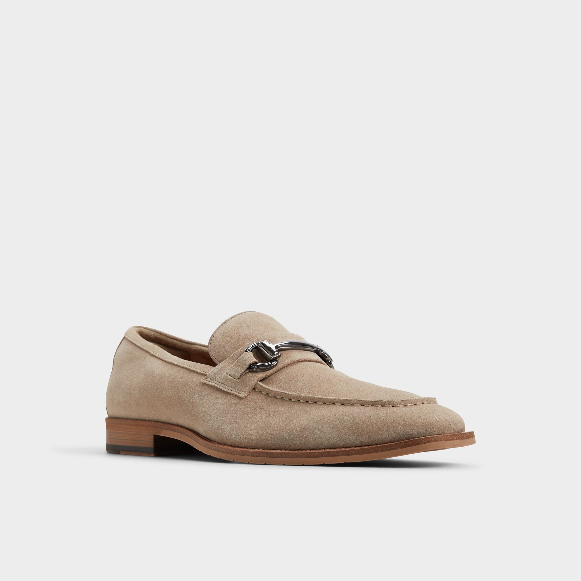 Three-quarter angle of Taupe Thado Loafer's front side