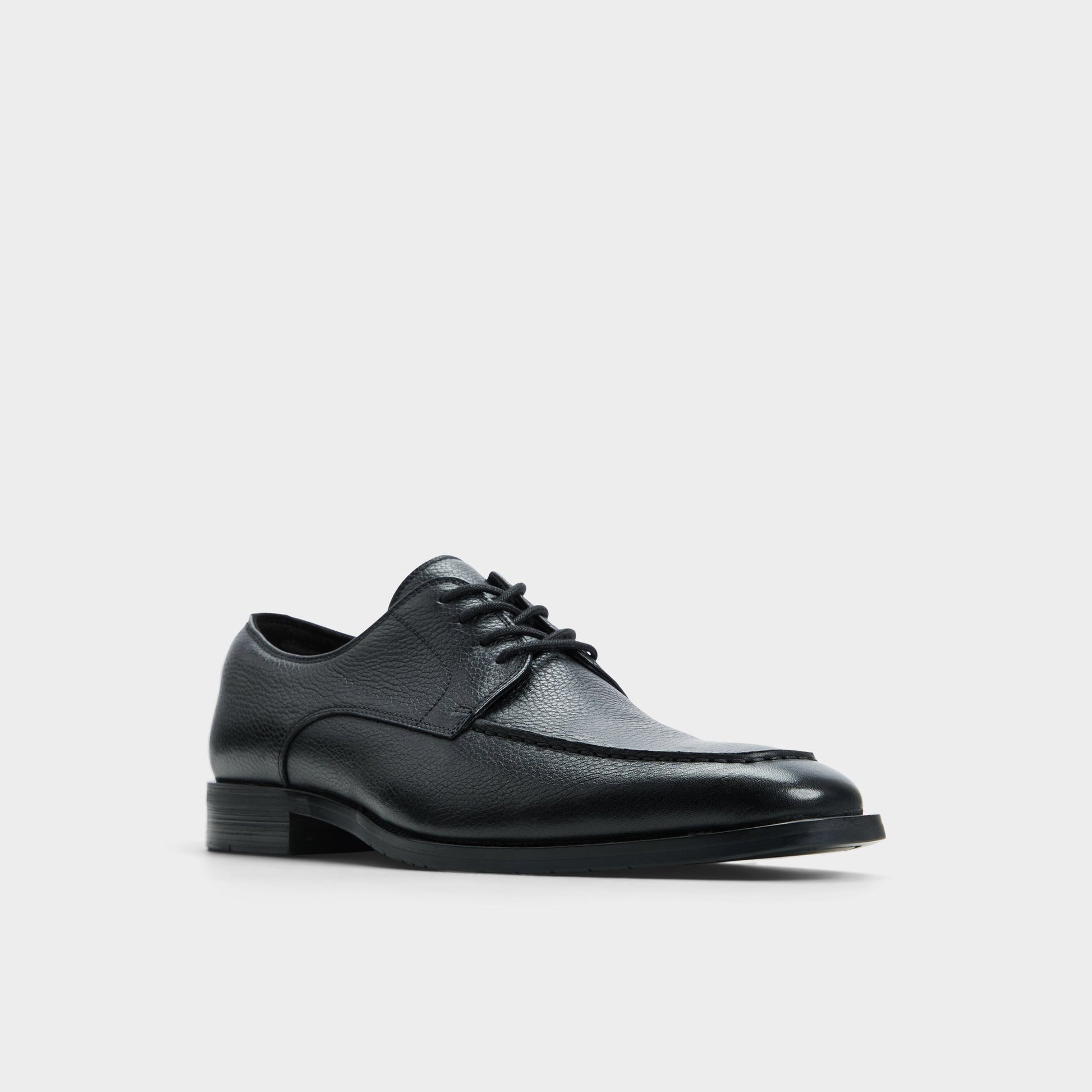Three-quarter angle of Black Montcourt Derby shoe's front side