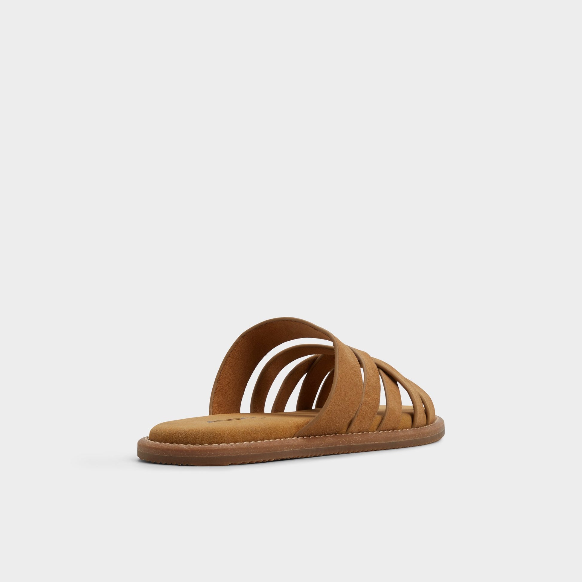 Three-quarter angle of Camel Haniff Strappy flat sandal's back side