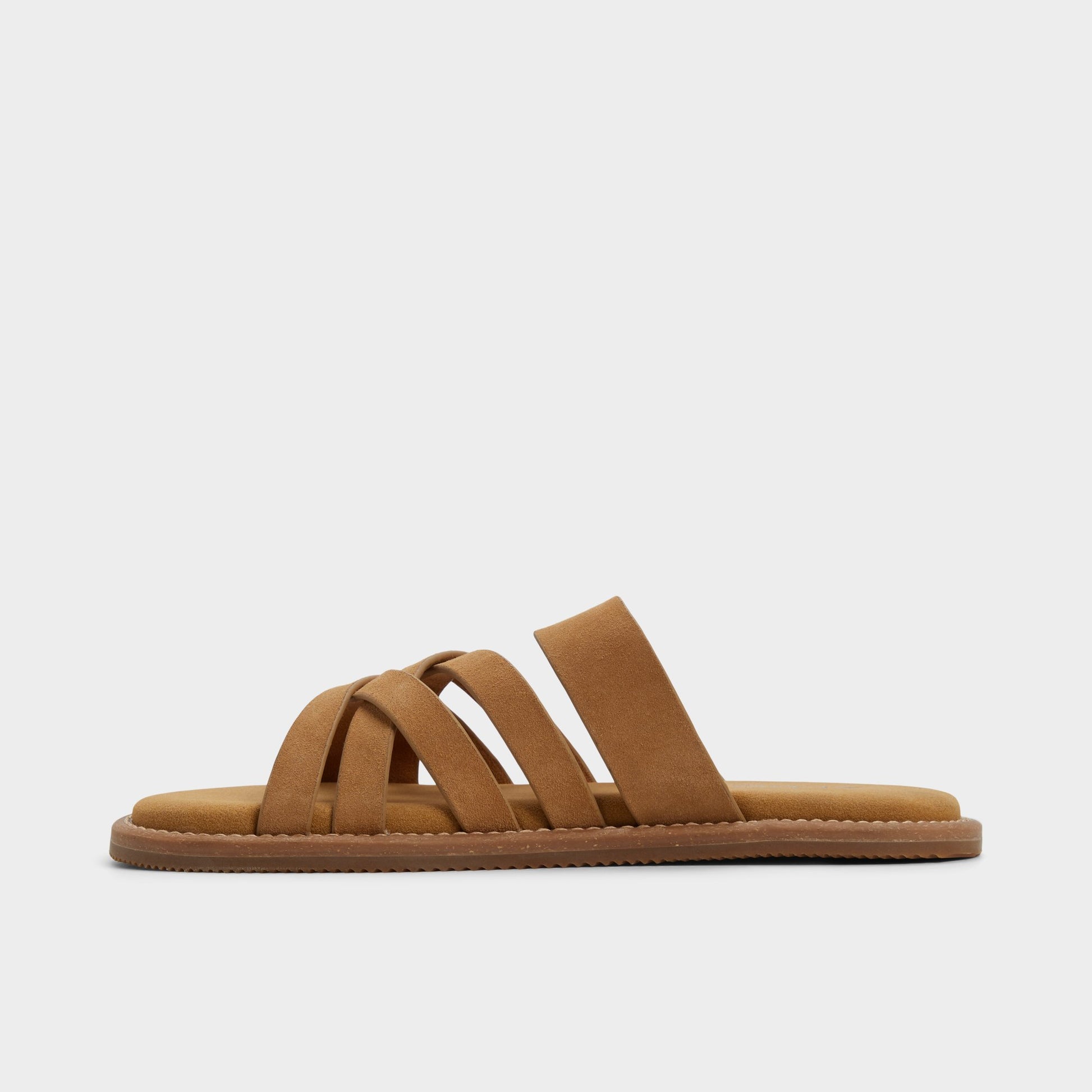 Side view of Camel Haniff Strappy flat sandal