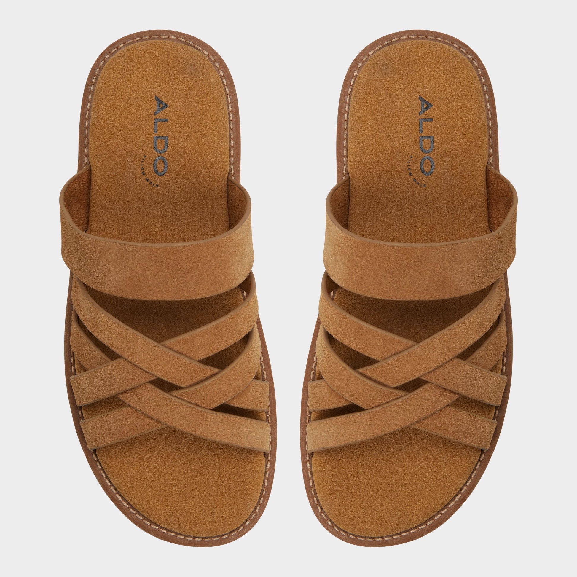 Top-down view of the Camel Haniff Strappy flat sandal