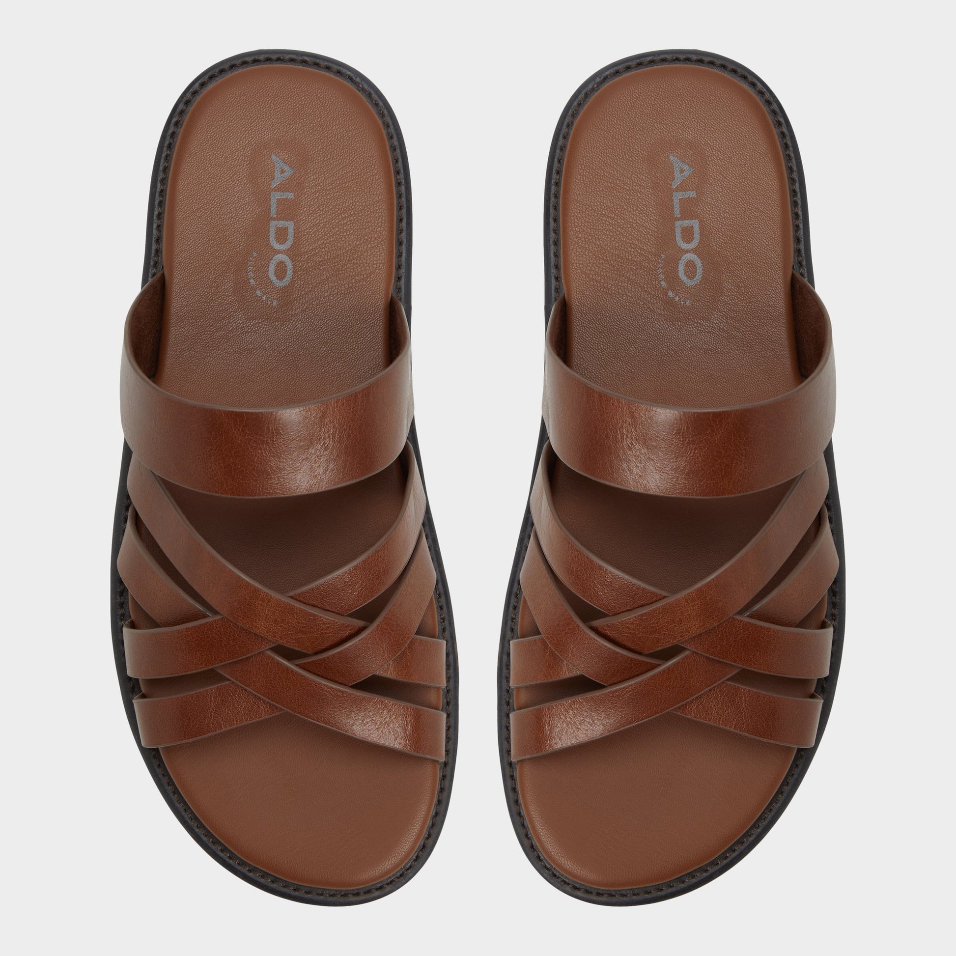 Top-down view of the Cognac Haniff Strappy flat sandal