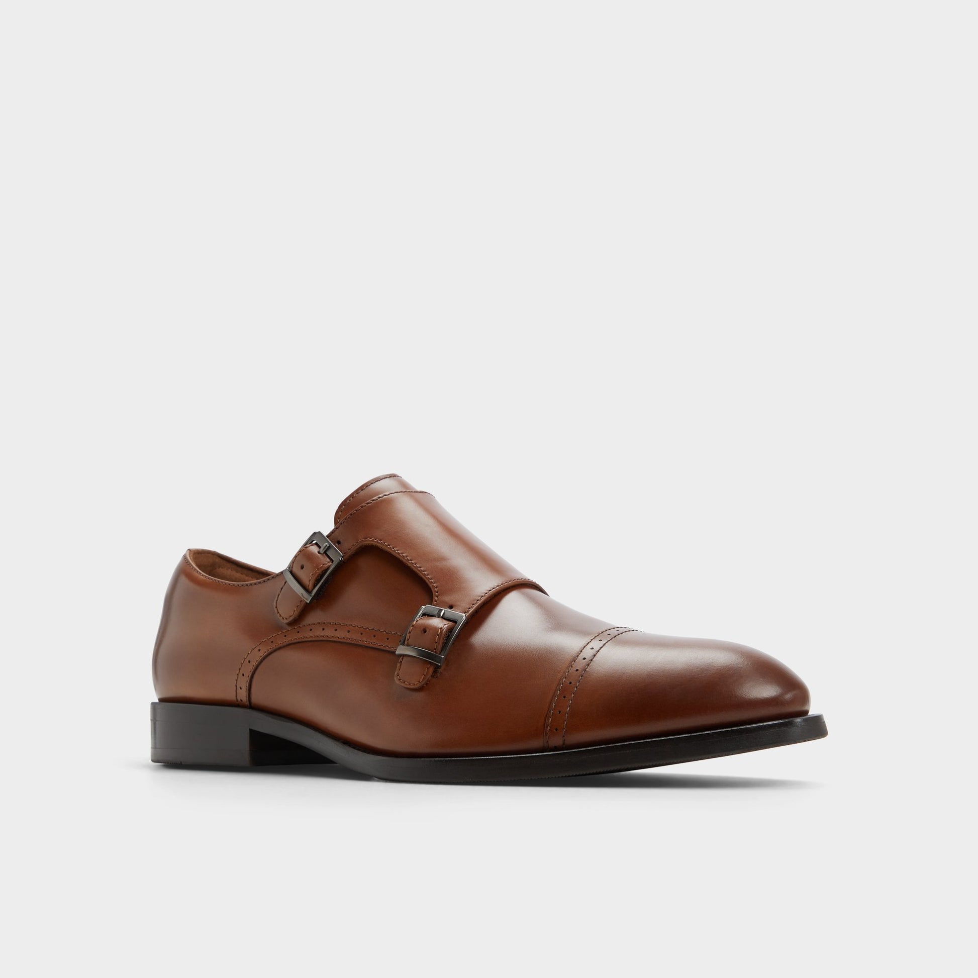 Three-quarter angle of Cognac Zelasien Monkstrap loafer's front side