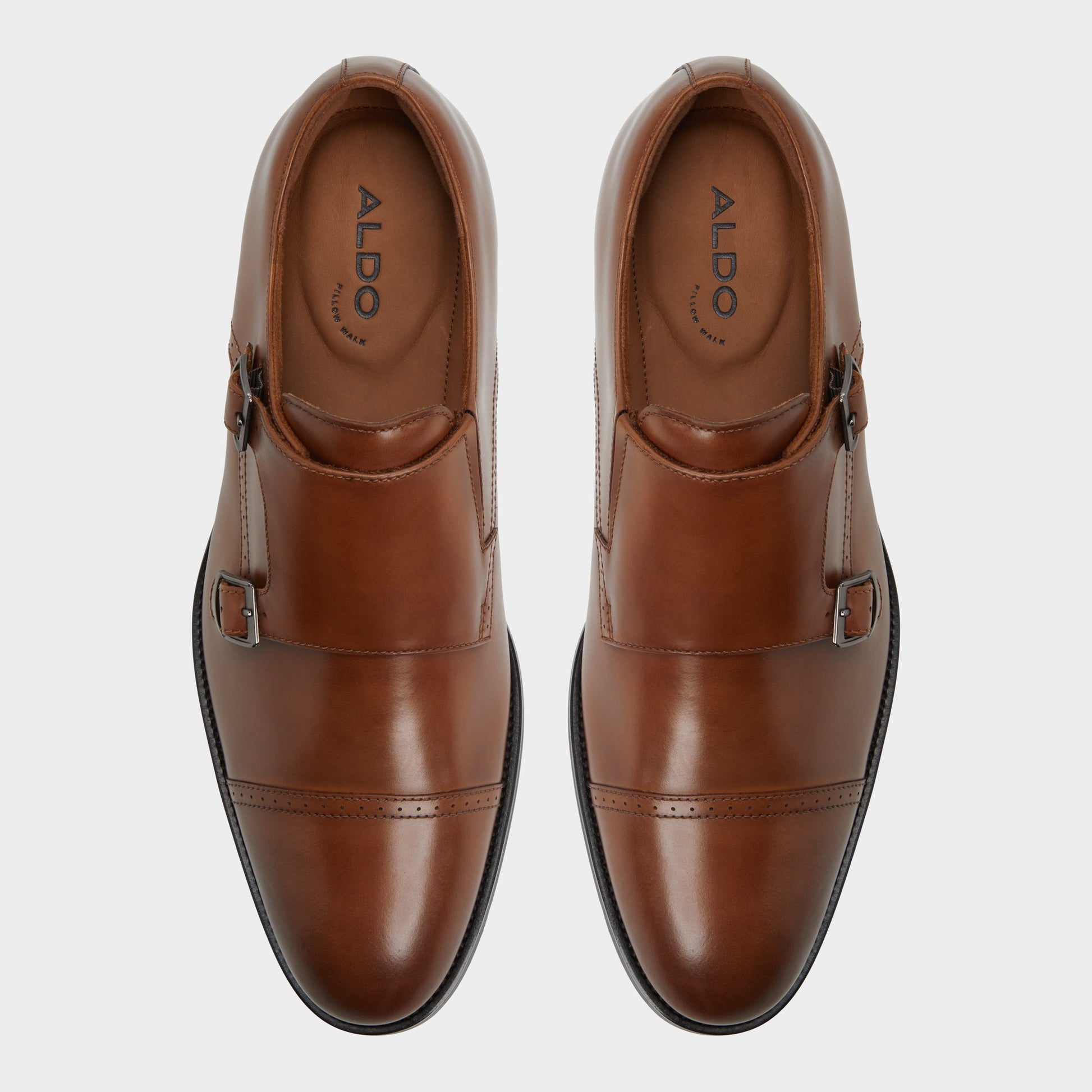 Top-down view of the Cognac Zelasien Monkstrap loafer
