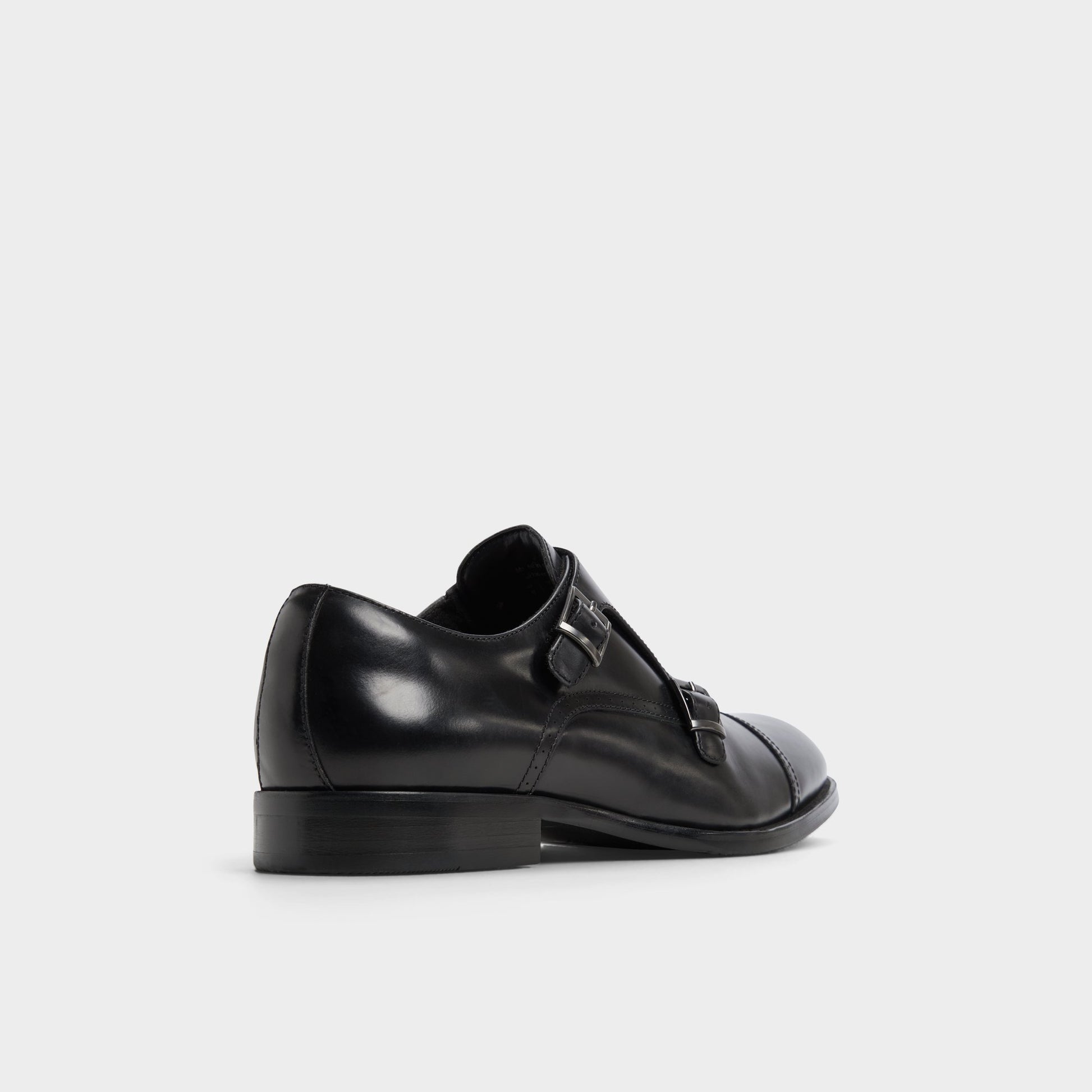 Three-quarter angle of Black Zelasien Monkstrap loafer's back side