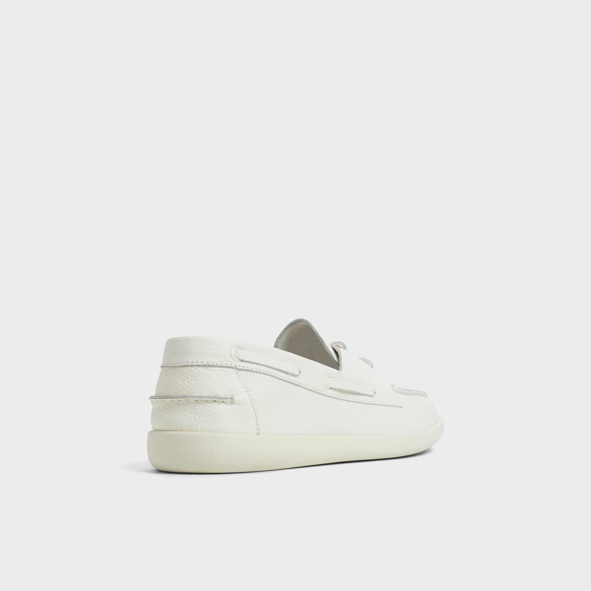 Three-quarter angle of Ecru Portwind Boat shoe's back side