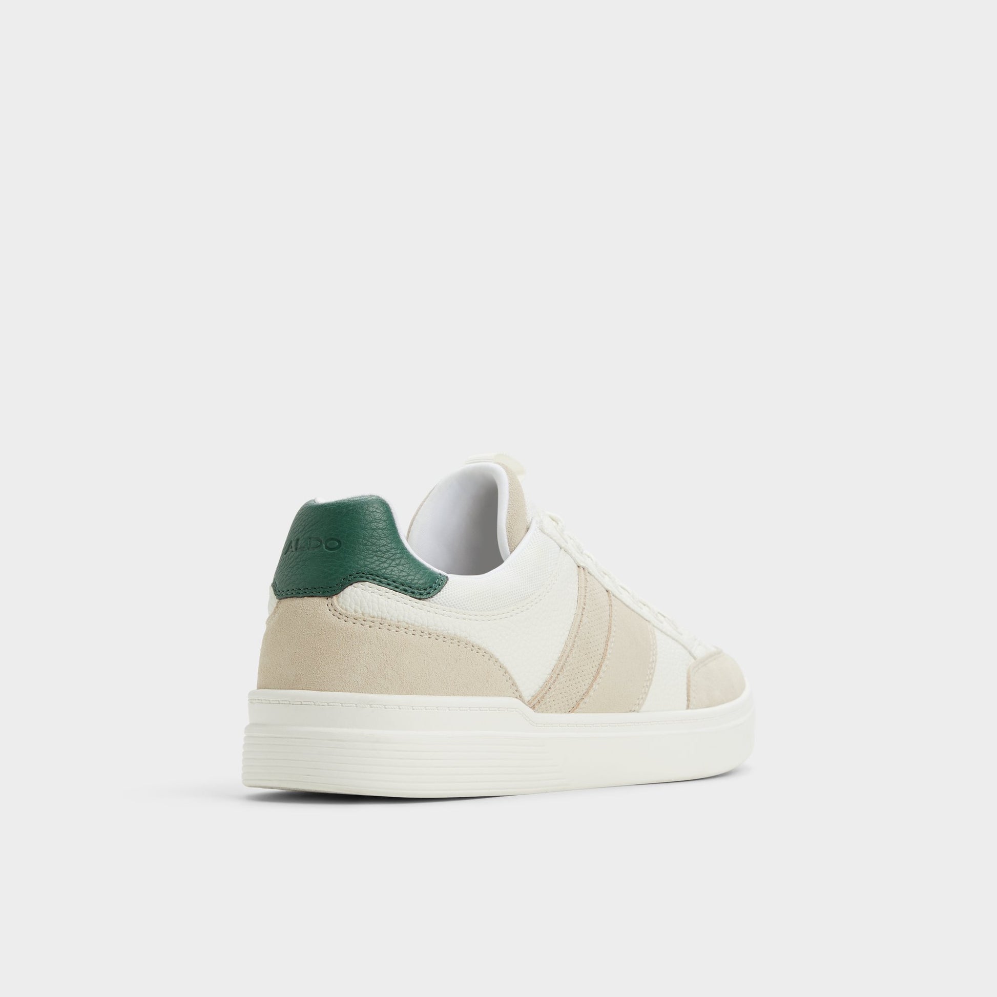 Three-quarter angle of White/Bone Elio Low top sneaker's back side