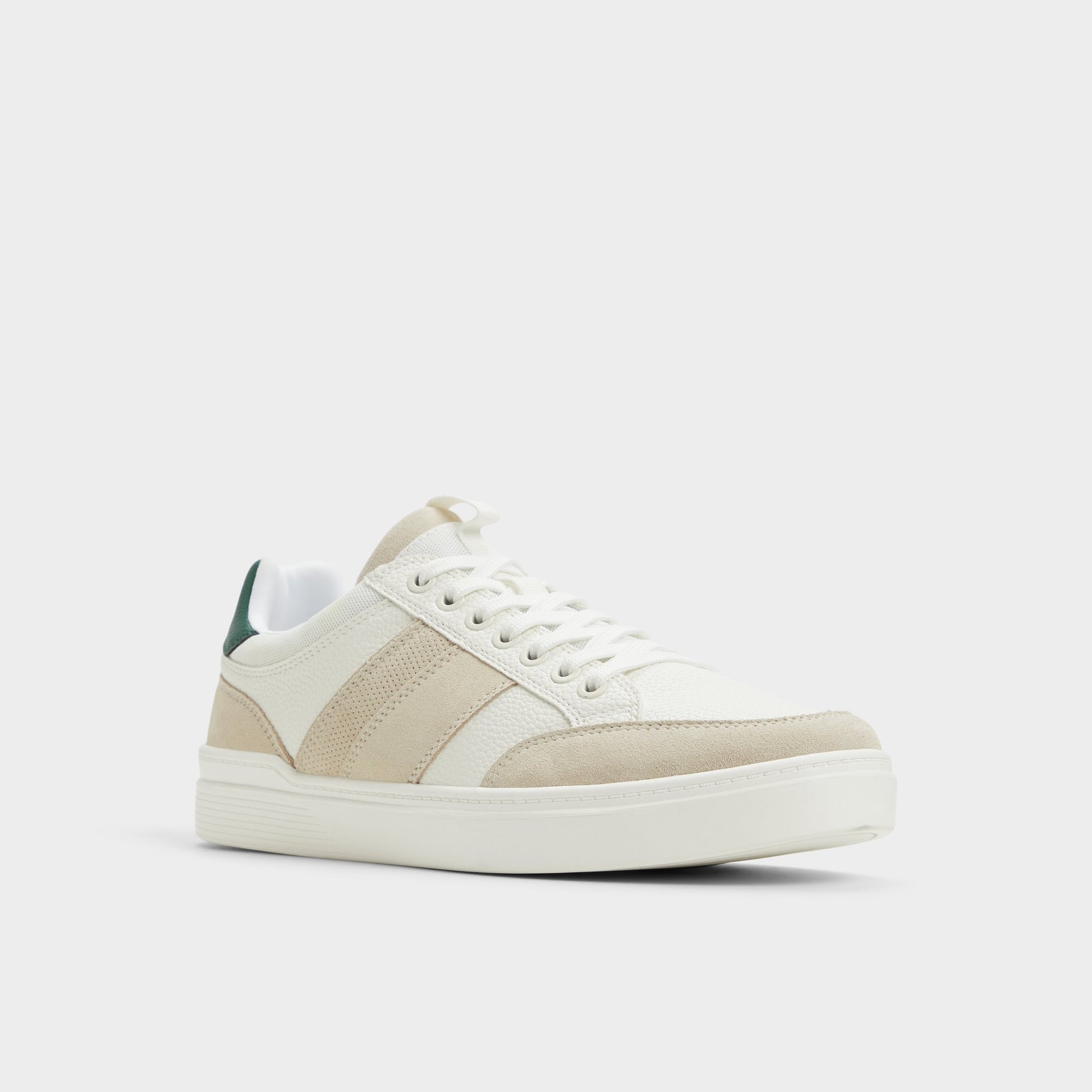 Three-quarter angle of White/Bone Elio Low top sneaker's front side