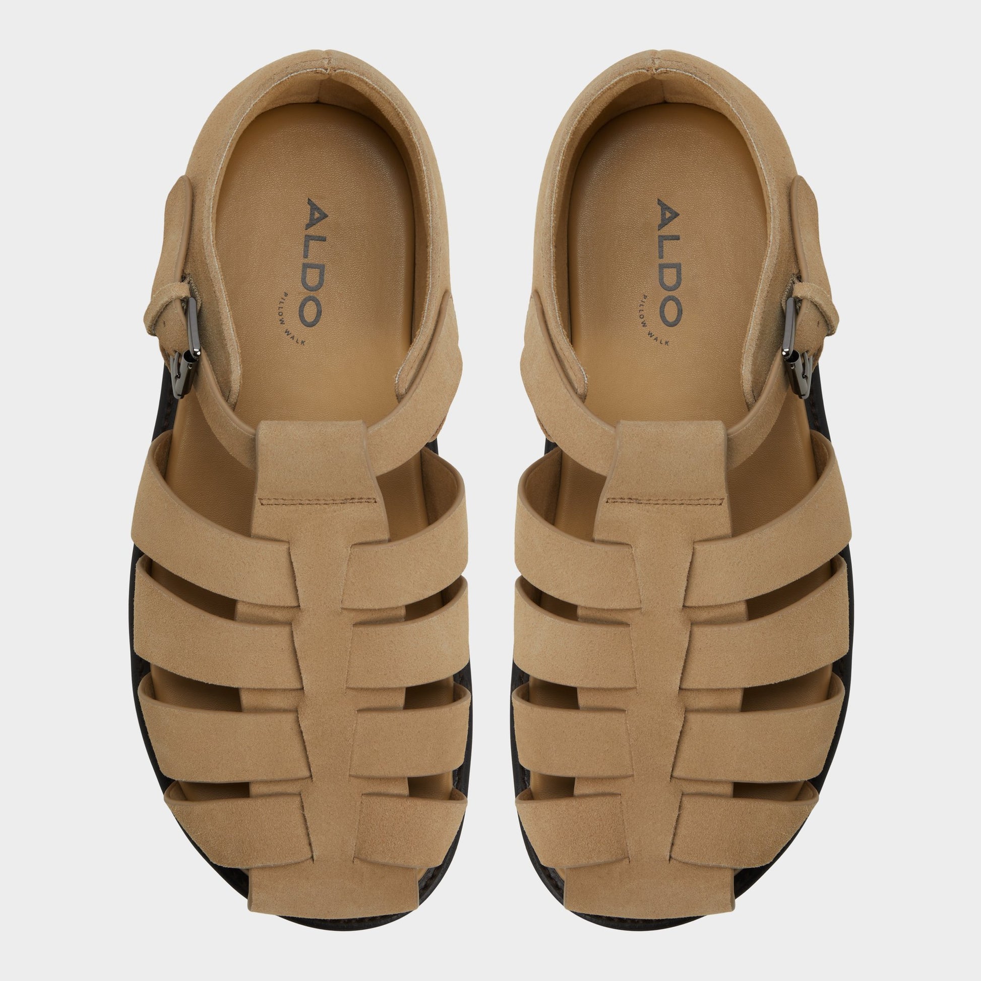 Top-down view of the Taupe Wildhaven Flat sandal