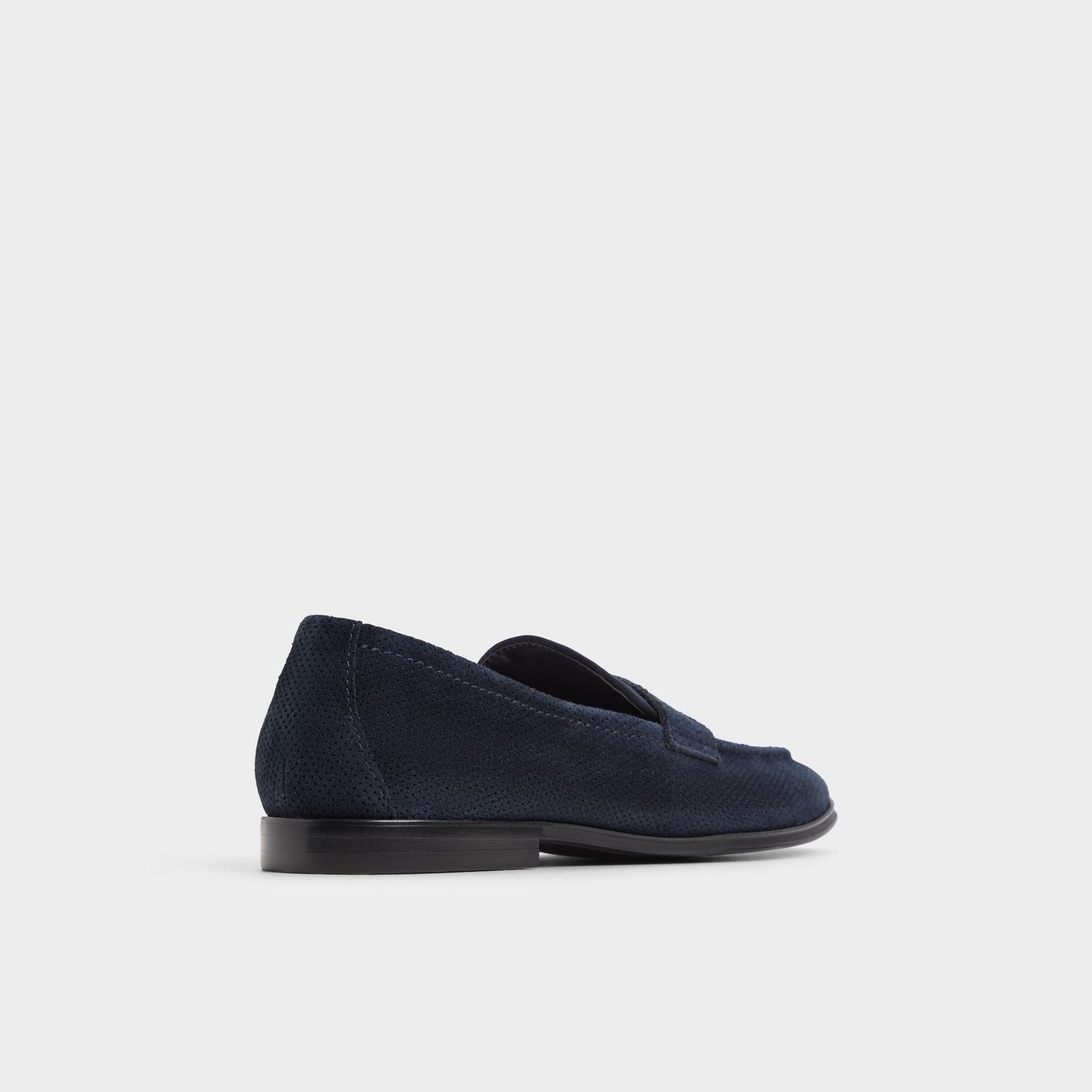 Three-quarter angle of Navy Journey Loafer's back side