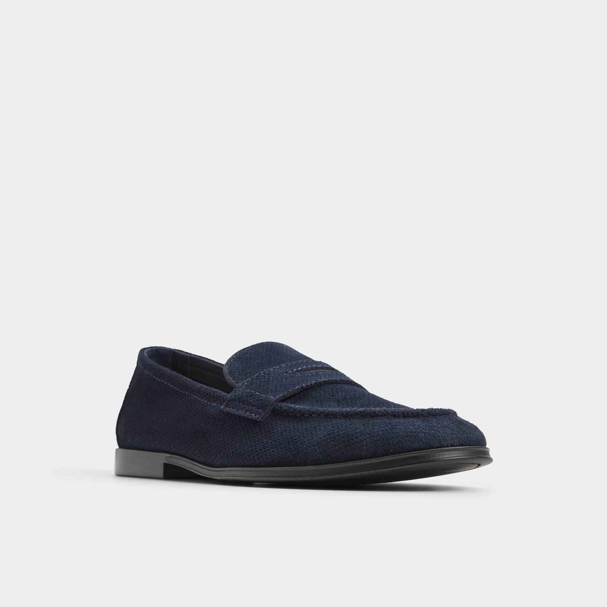 Three-quarter angle of Navy Journey Loafer's front side