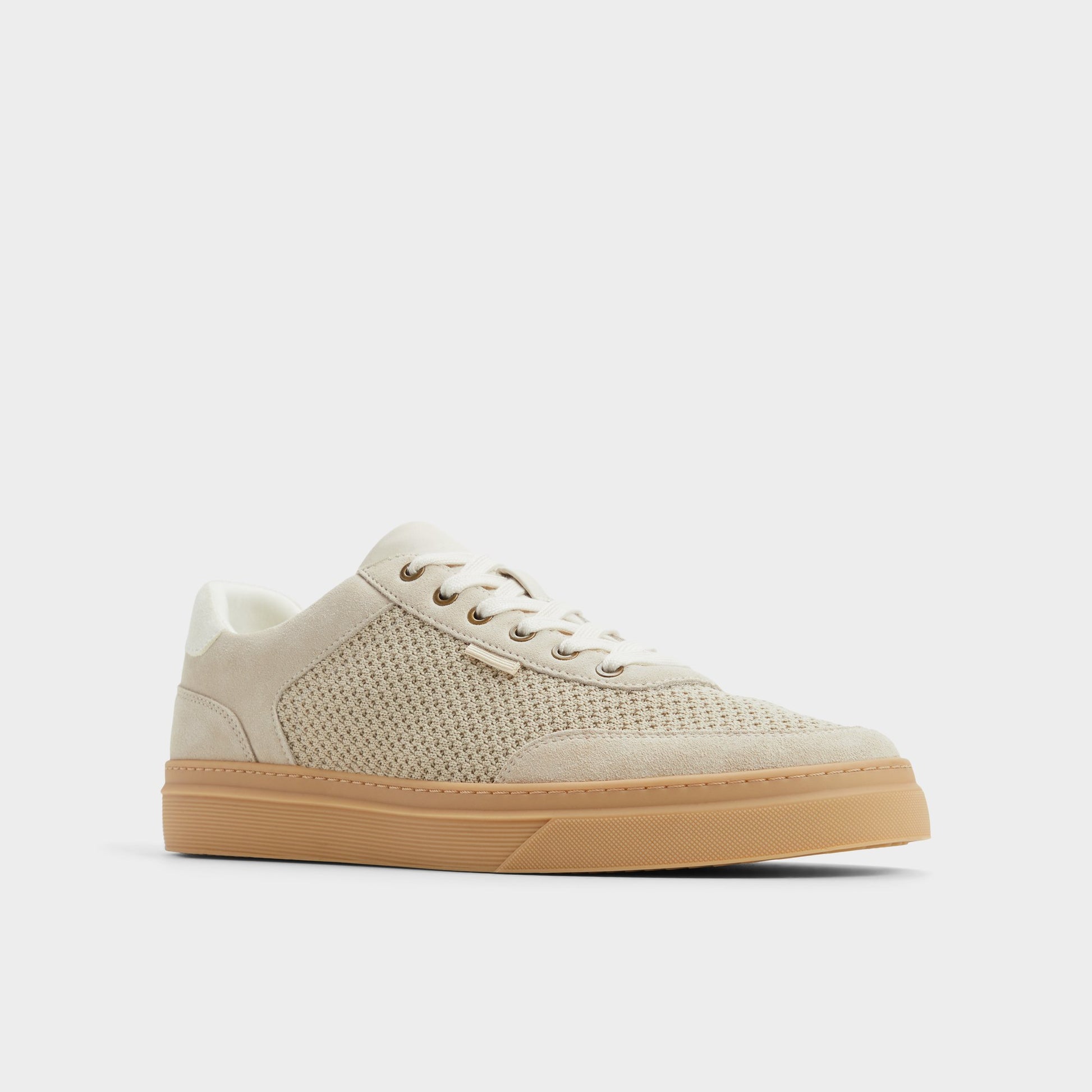 Three-quarter angle of Natural Mcenroe Low top sneaker's front side