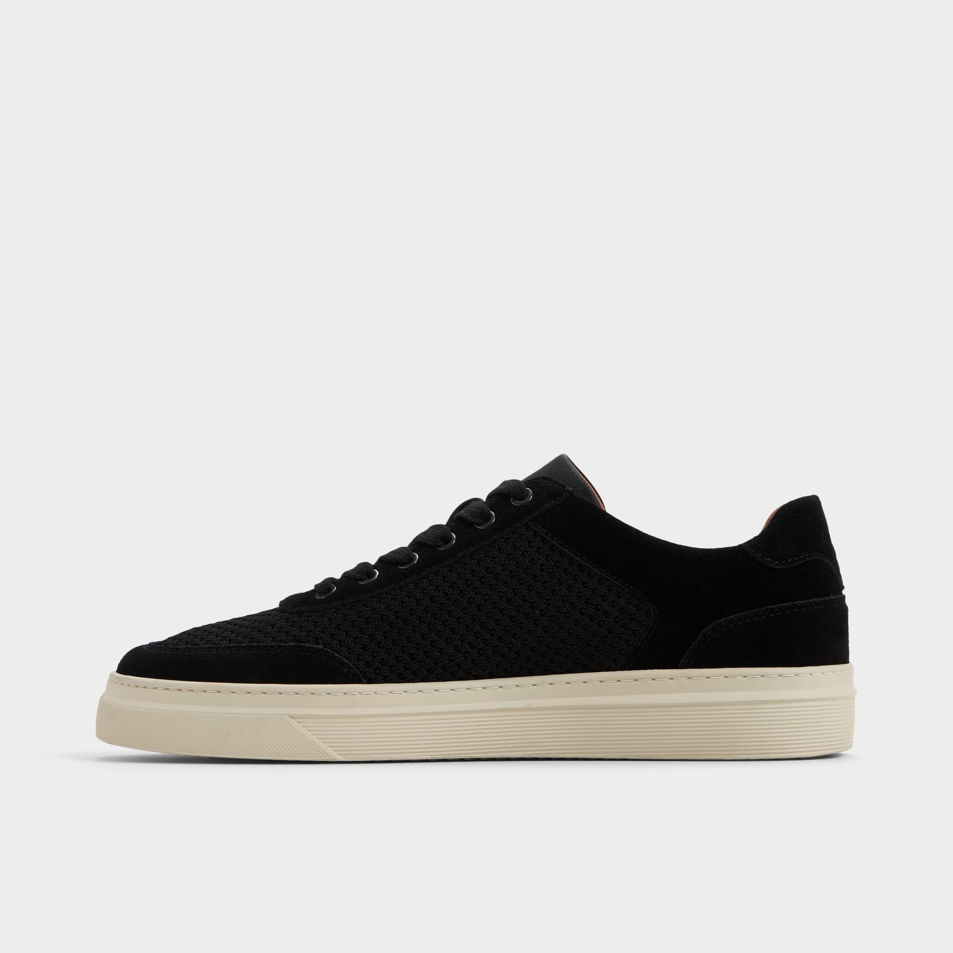 Side view of Open Black Mcenroe Low top sneaker