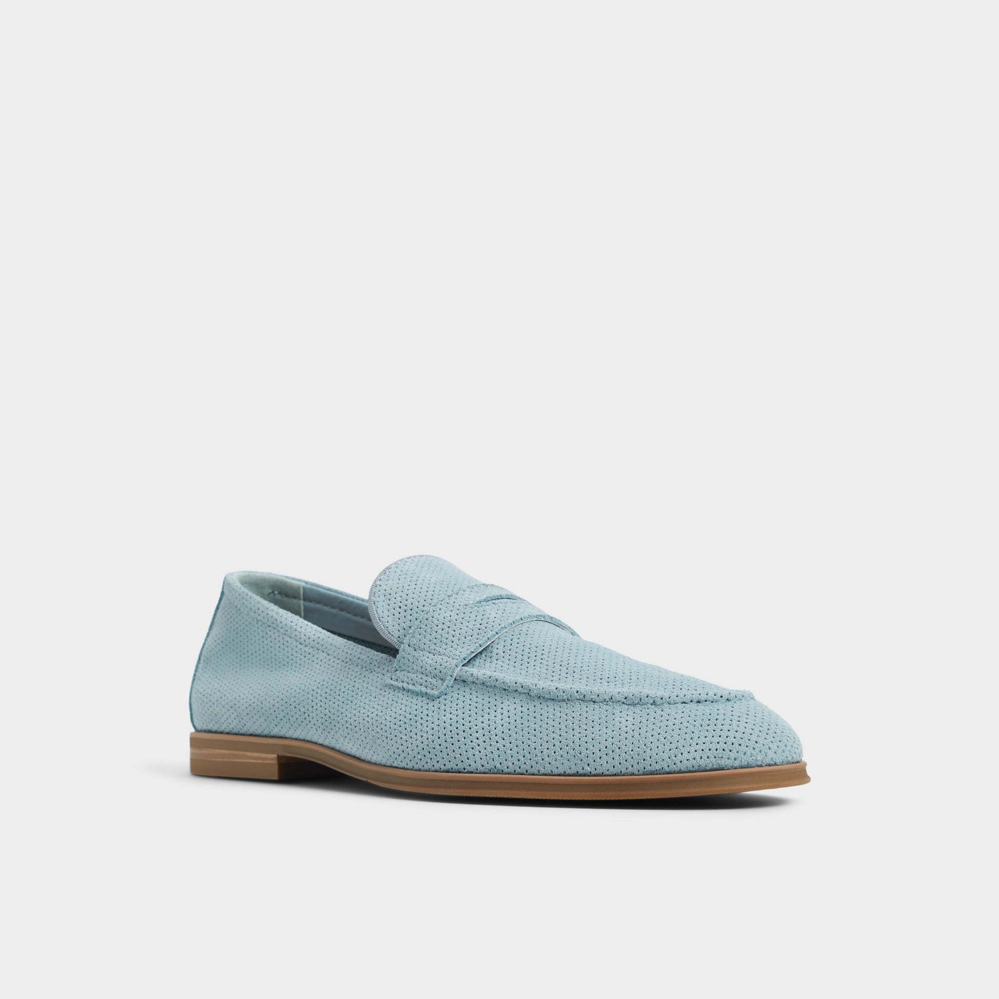 Three-quarter angle of Light Blue Journey Loafer's front side