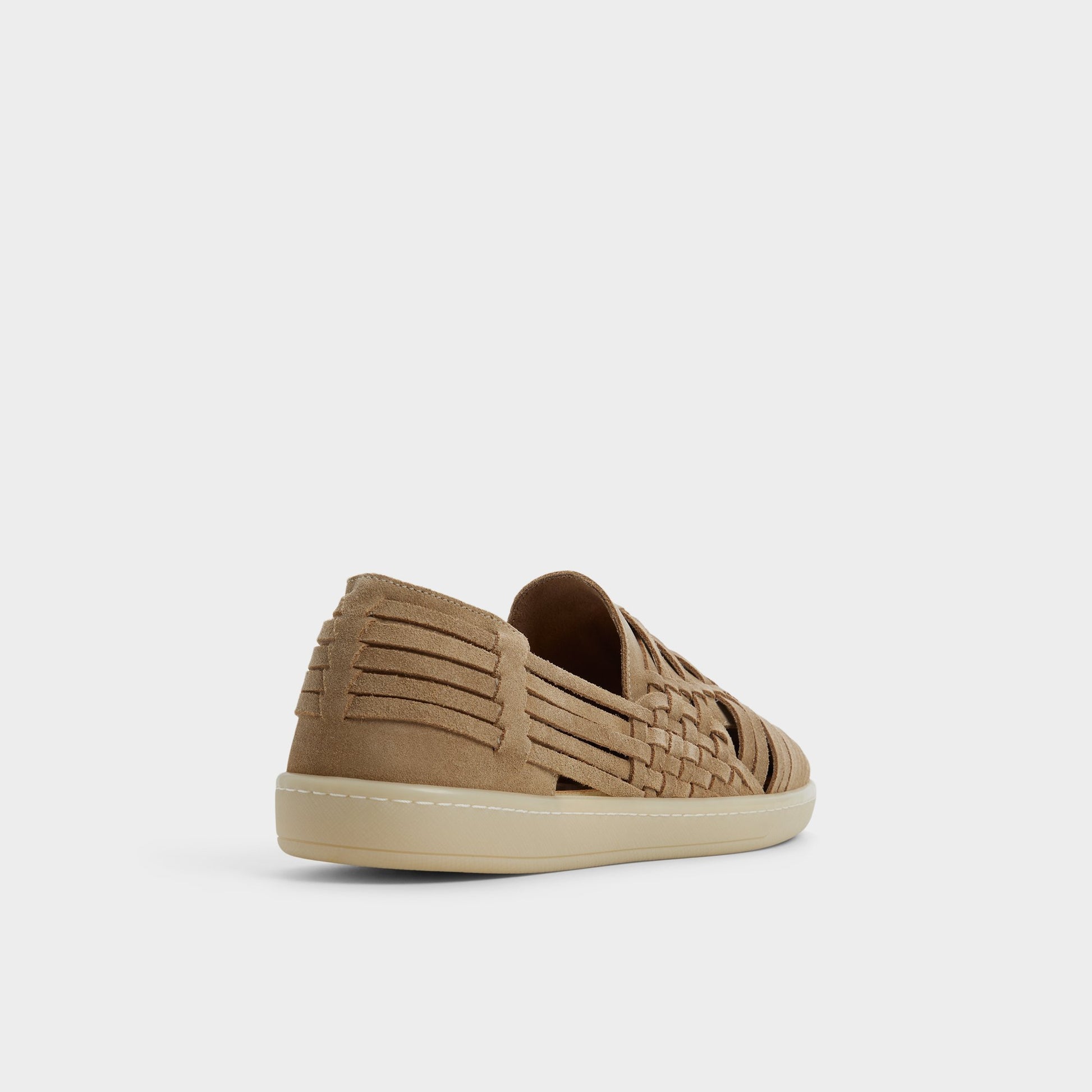Three-quarter angle of Taupe Grecio Loafer's back side