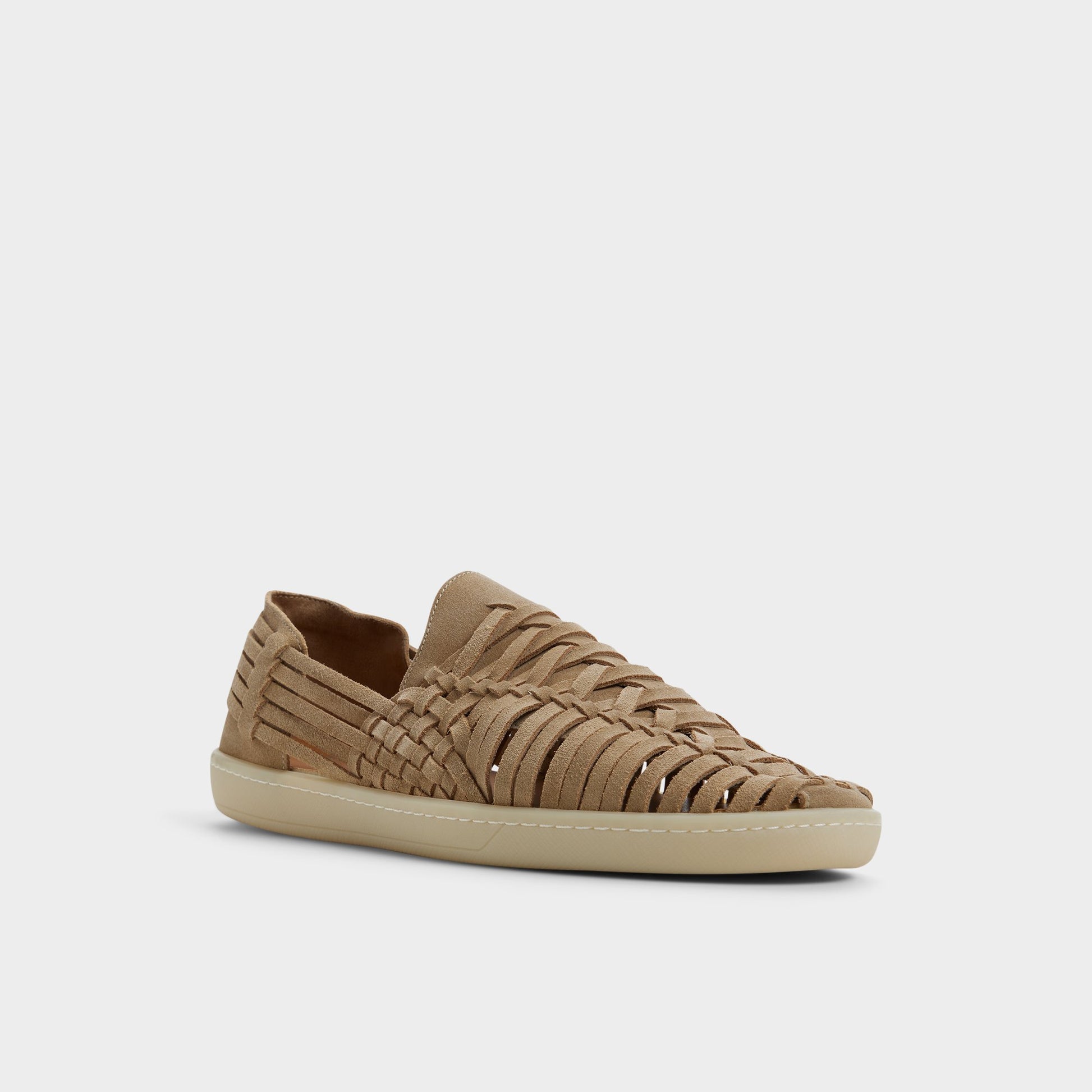 Three-quarter angle of Taupe Grecio Loafer's front side