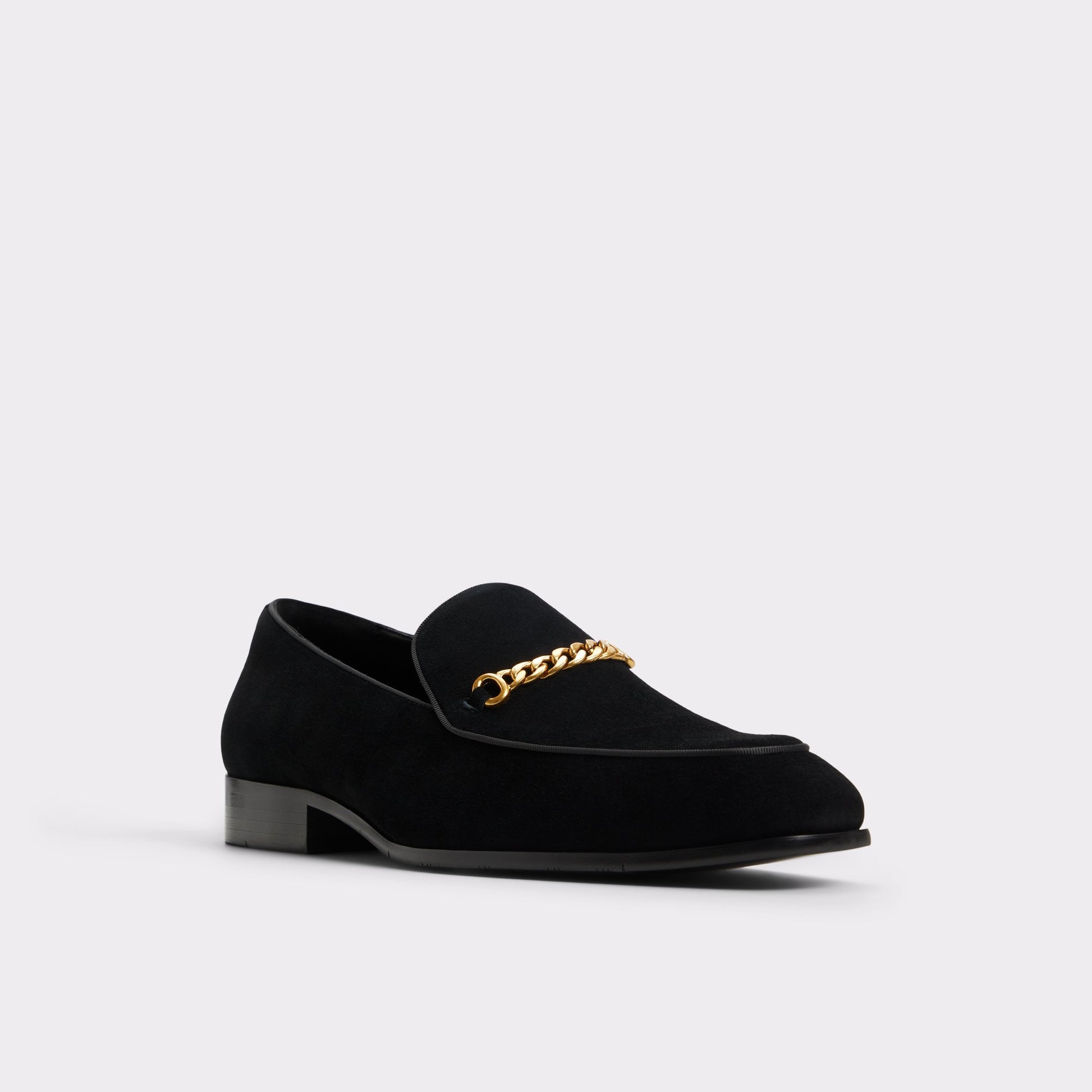Three-quarter angle of Open Black Umo Loafer's front side