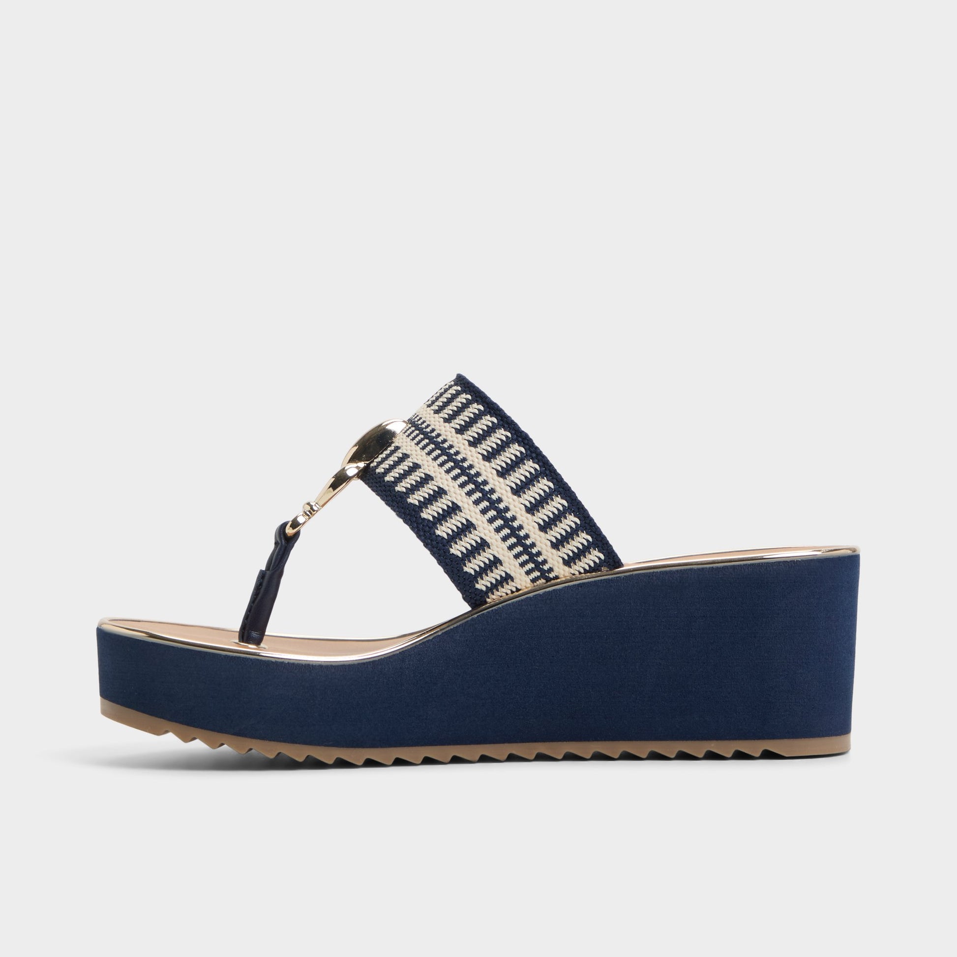 Side view of Bright Multi Penelopy Wedge sandal