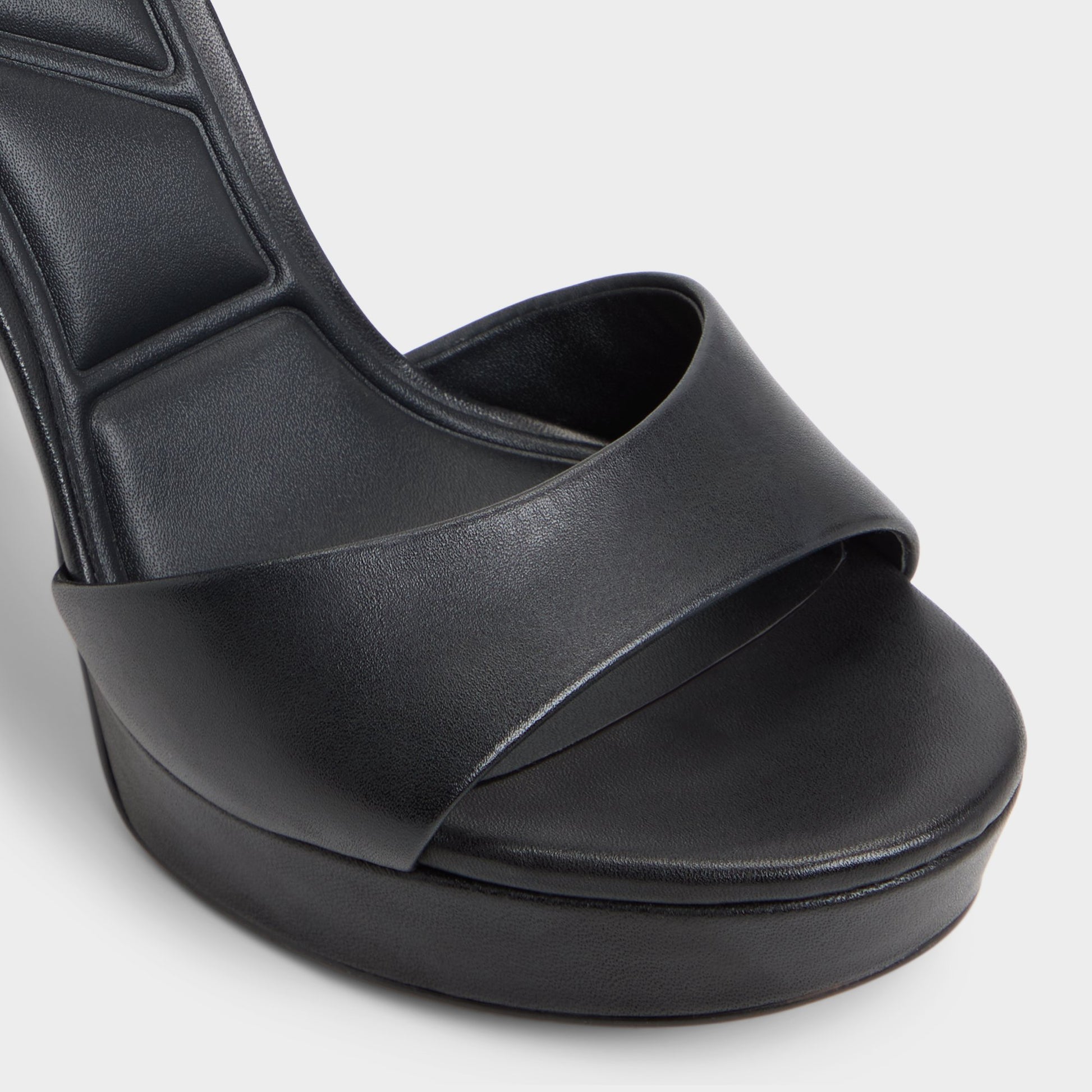 Close-up of the Other Black Enaegyn2.0 Strappy heeled sandal
