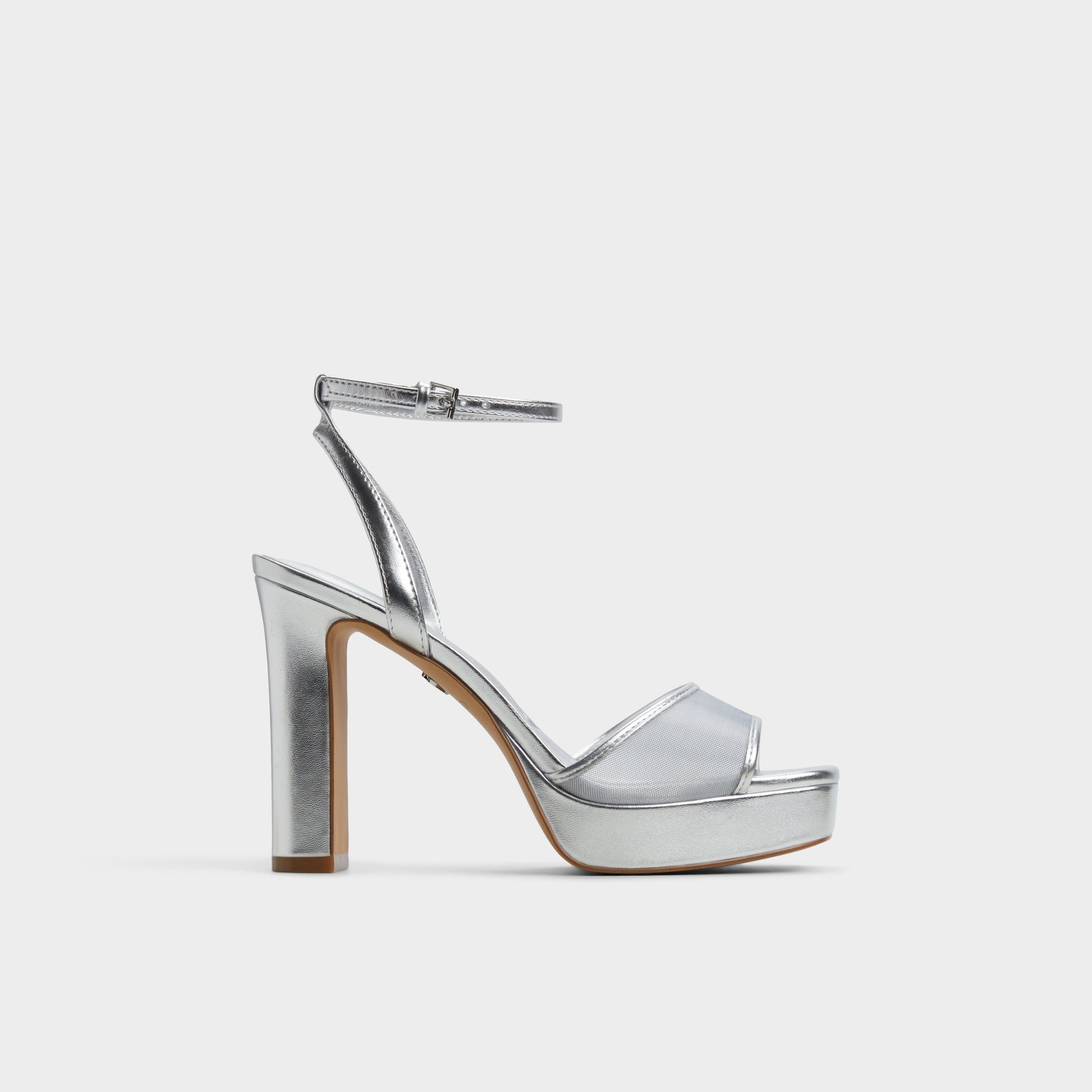 Main View of Silver Chicglimmer Strappy heeled sandal for Womens