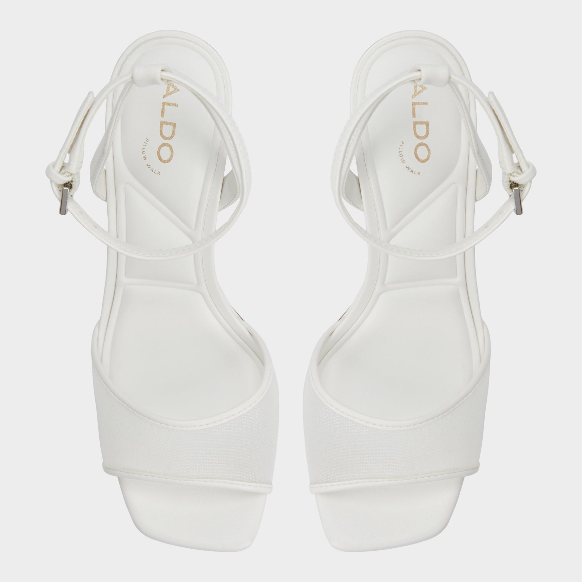Top-down view of the Other White Chicglimmer Strappy heeled sandal