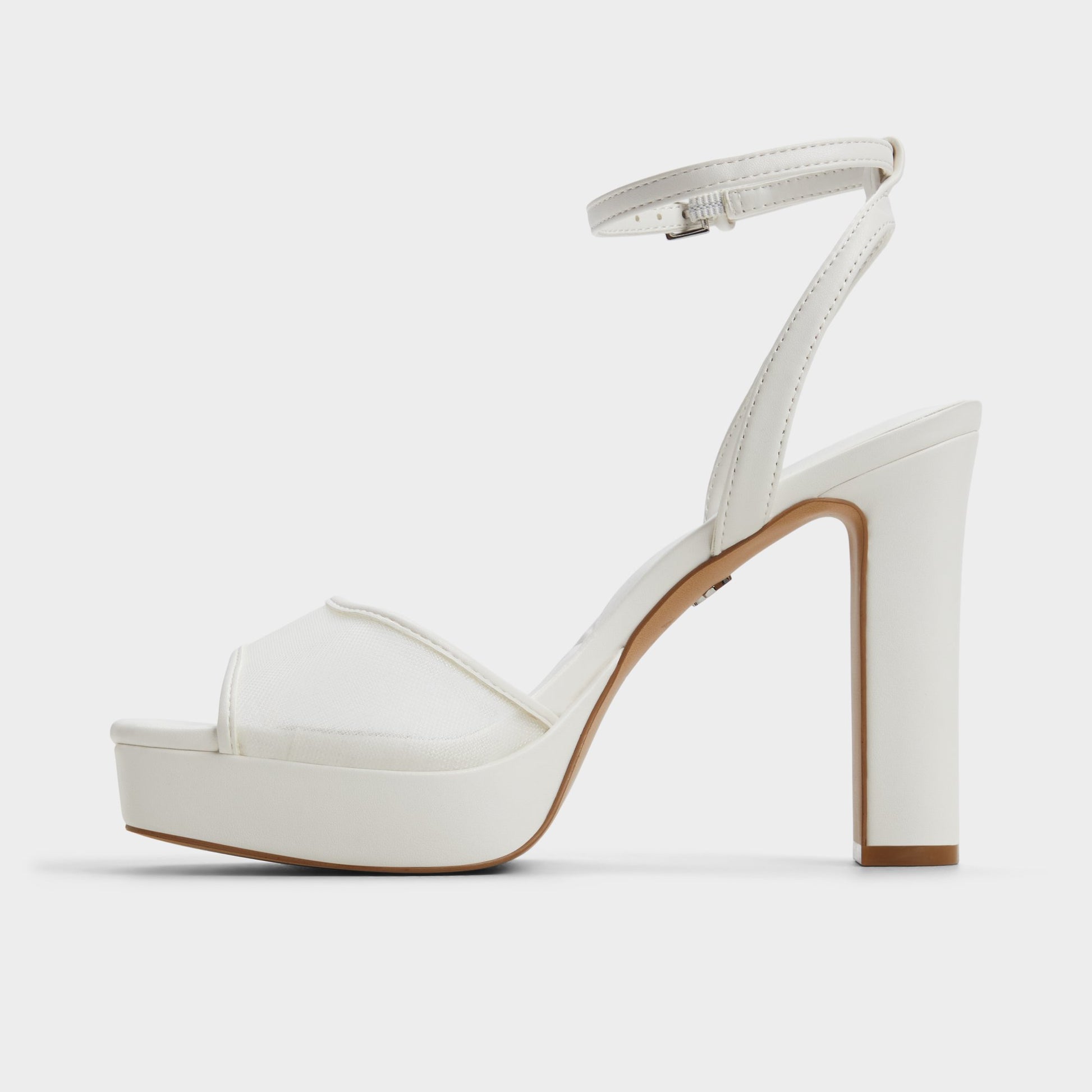 Side view of Other White Chicglimmer Strappy heeled sandal