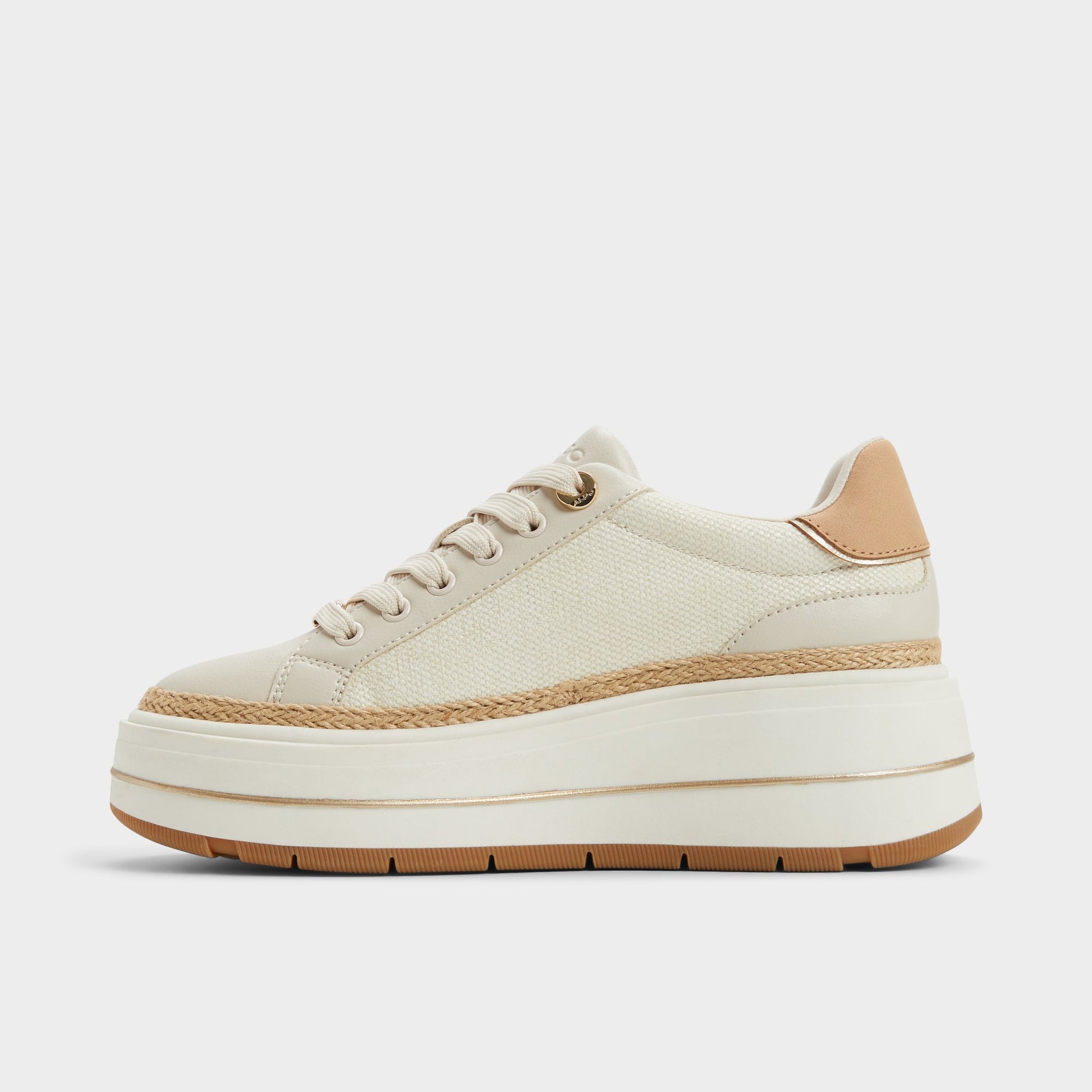 Side view of Cream Garelia Wedge sneaker