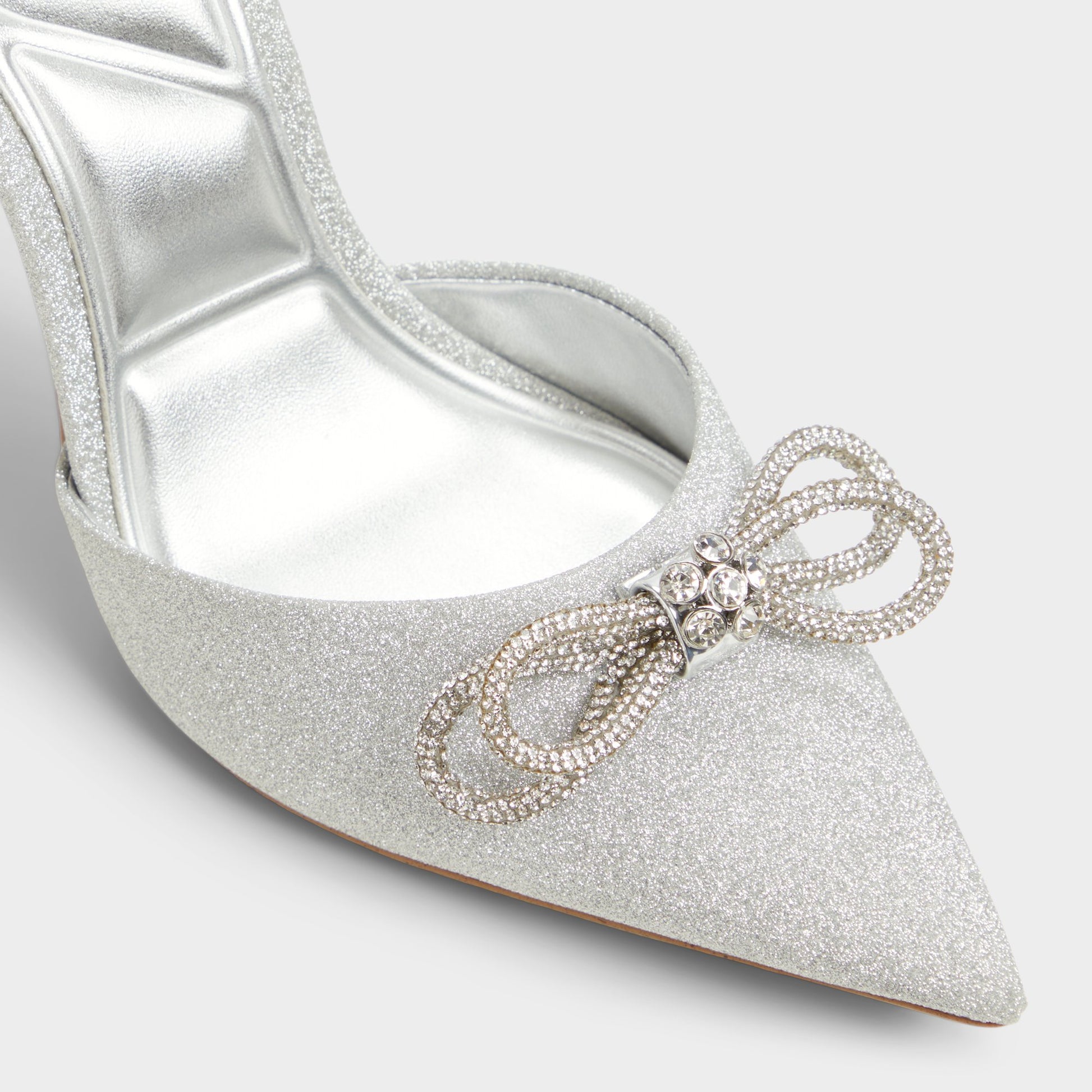 Close-up of the Silver Addie Slingback heel