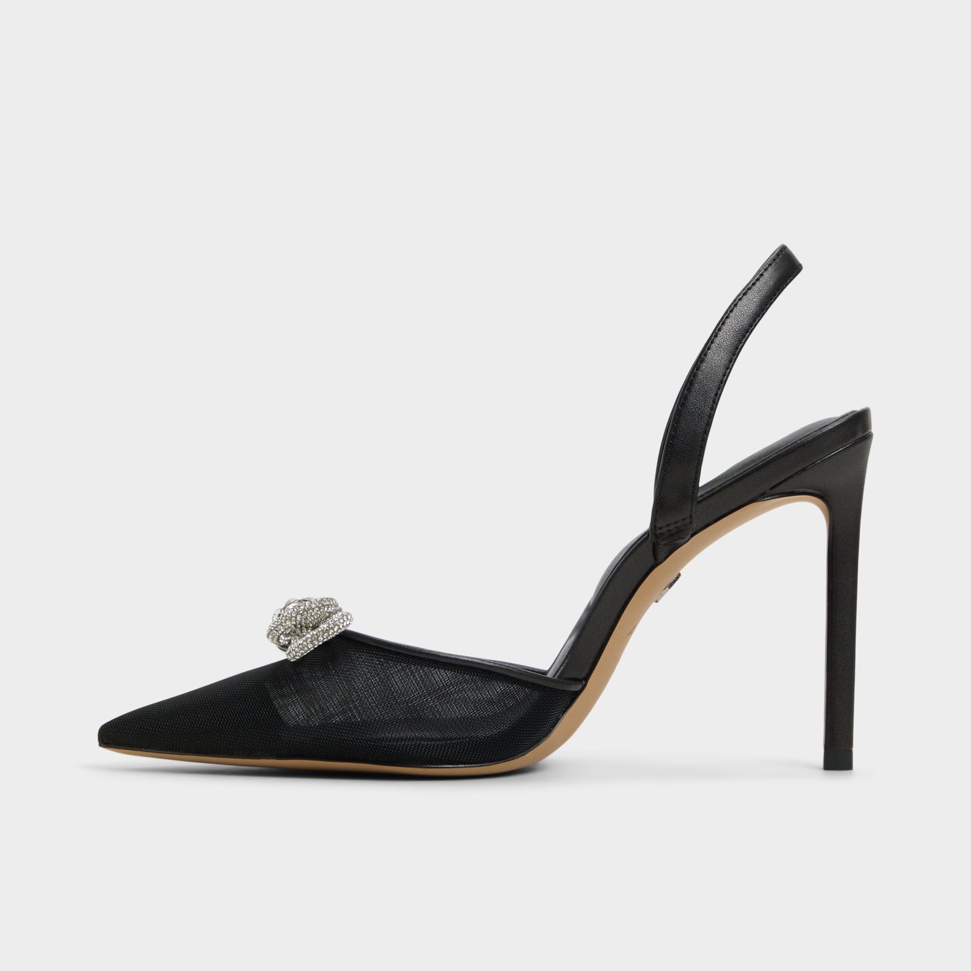 Side view of Black Addie Slingback heel