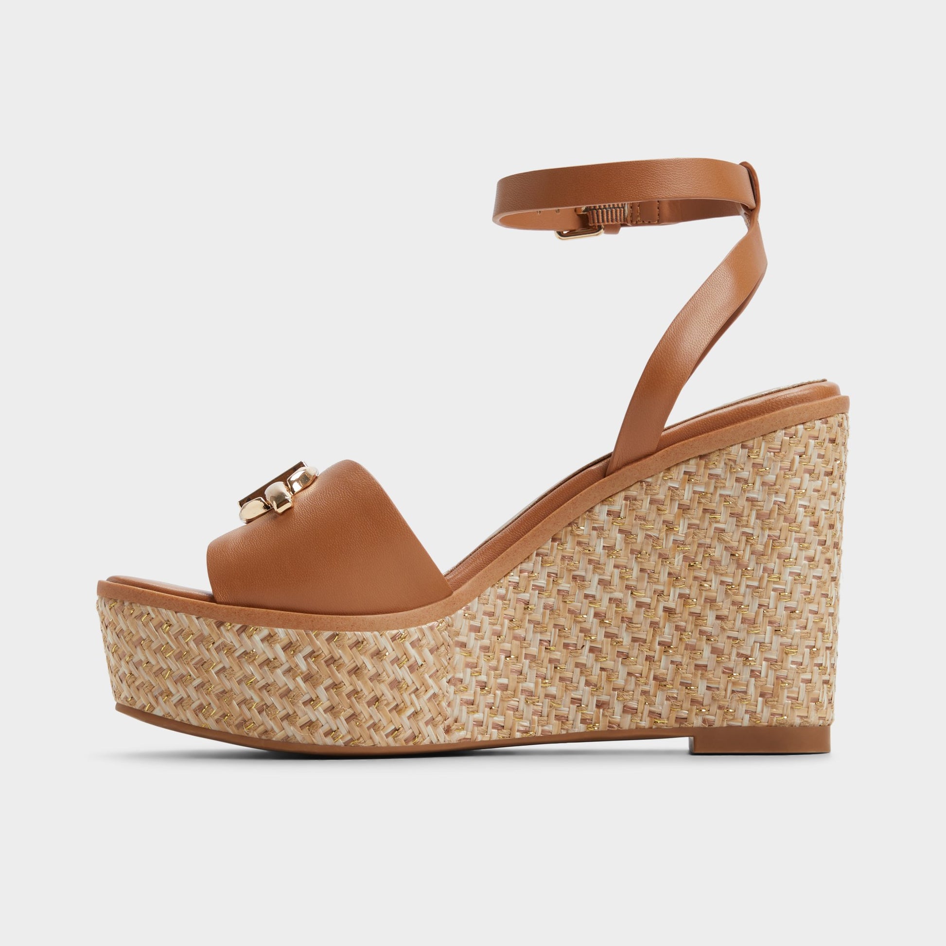 Side view of Medium Brown Ybylin Wedge sandal
