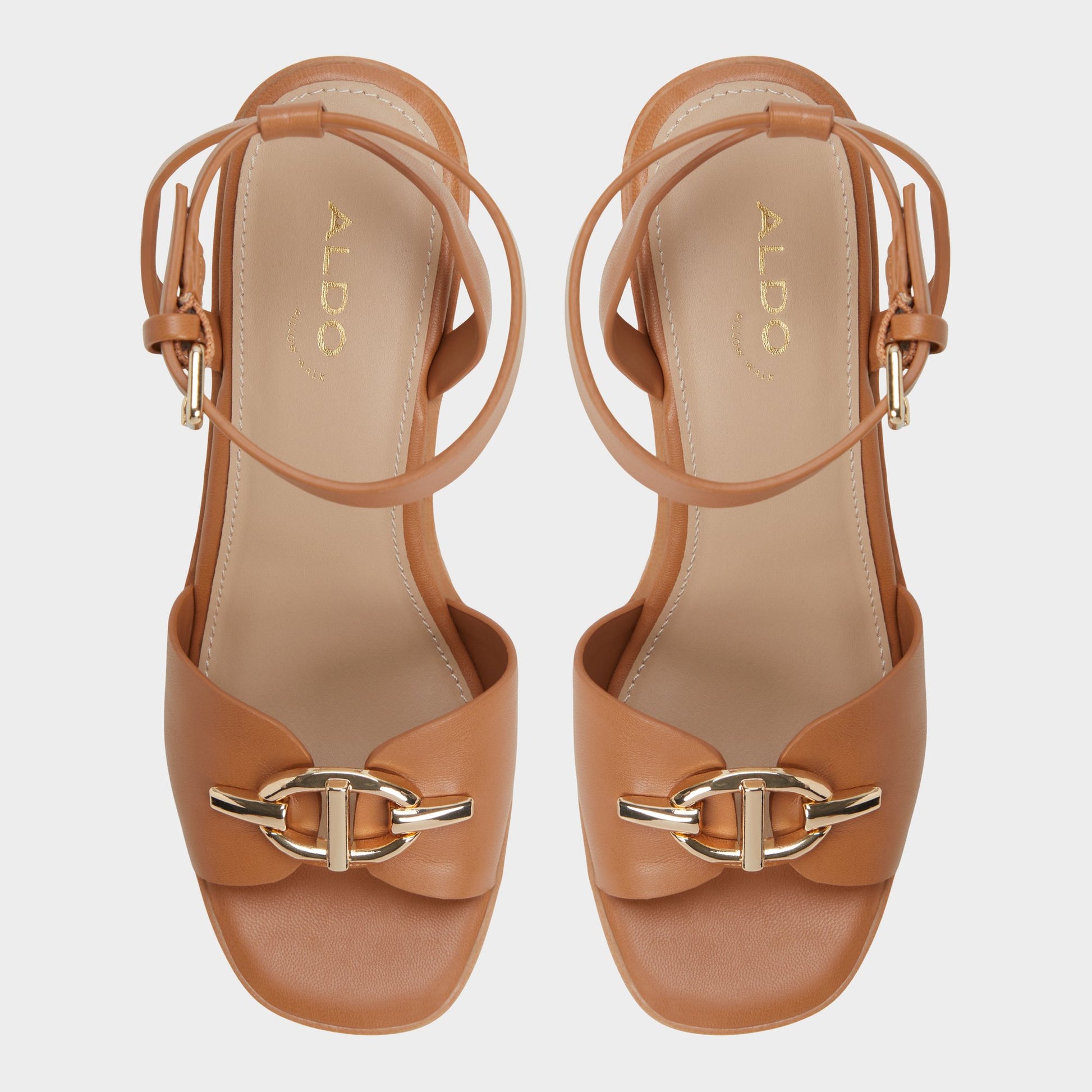 Top-down view of the Medium Brown Ybylin Wedge sandal