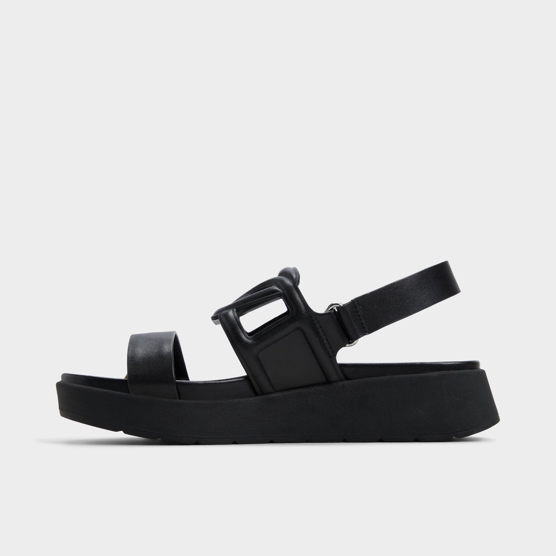 Side view of Black Onuvia Footbed sandal