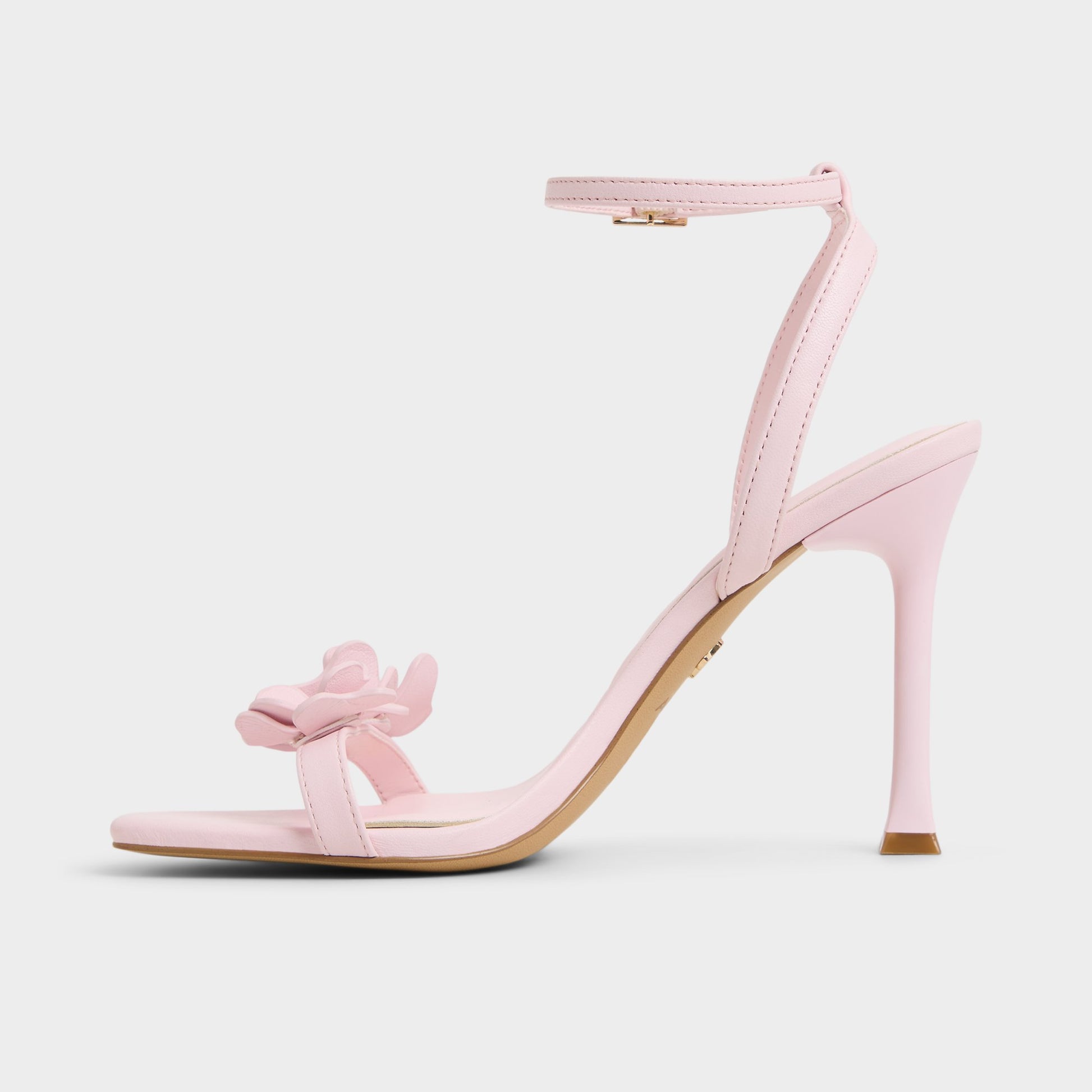 Side view of Light Pink Daisylily Strappy heeled sandal