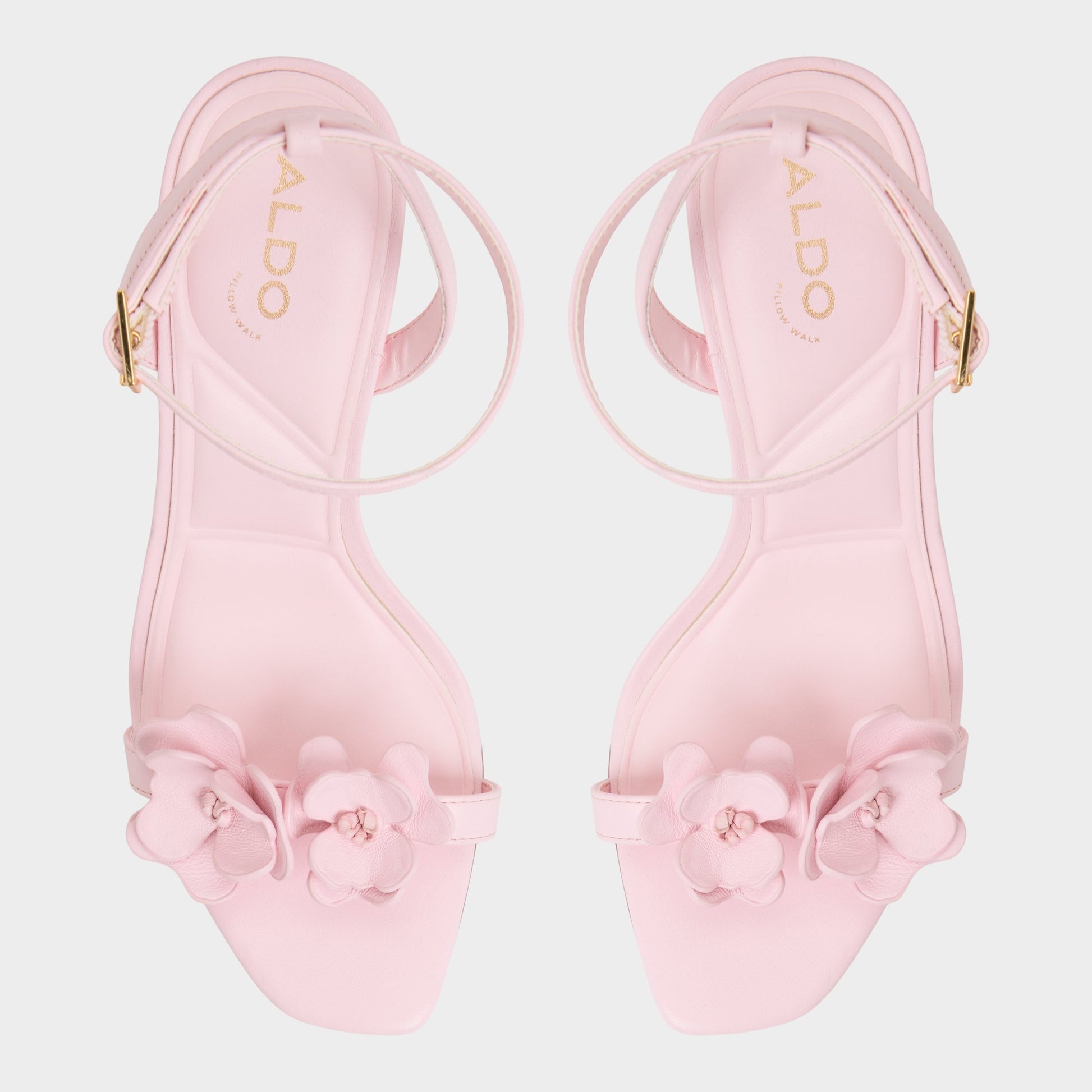 Top-down view of the Light Pink Daisylily Strappy heeled sandal
