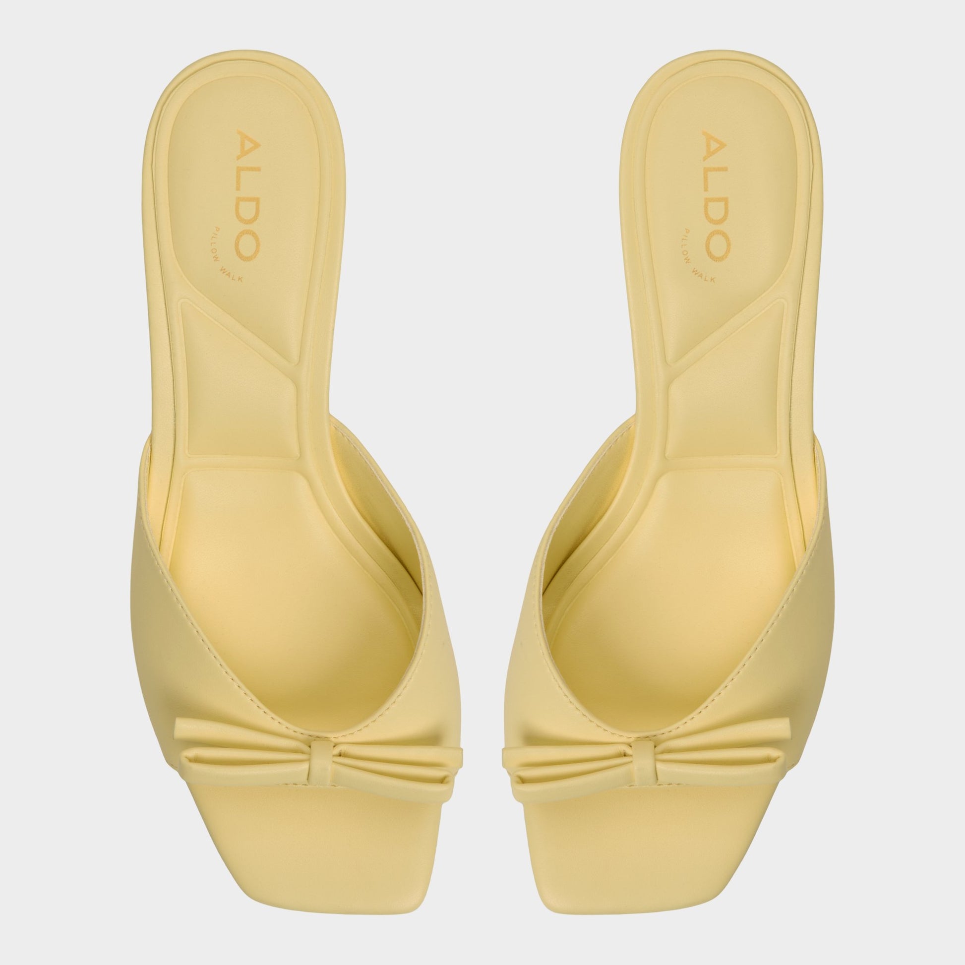 Top-down view of the Light Yellow Belerose Heeled mule