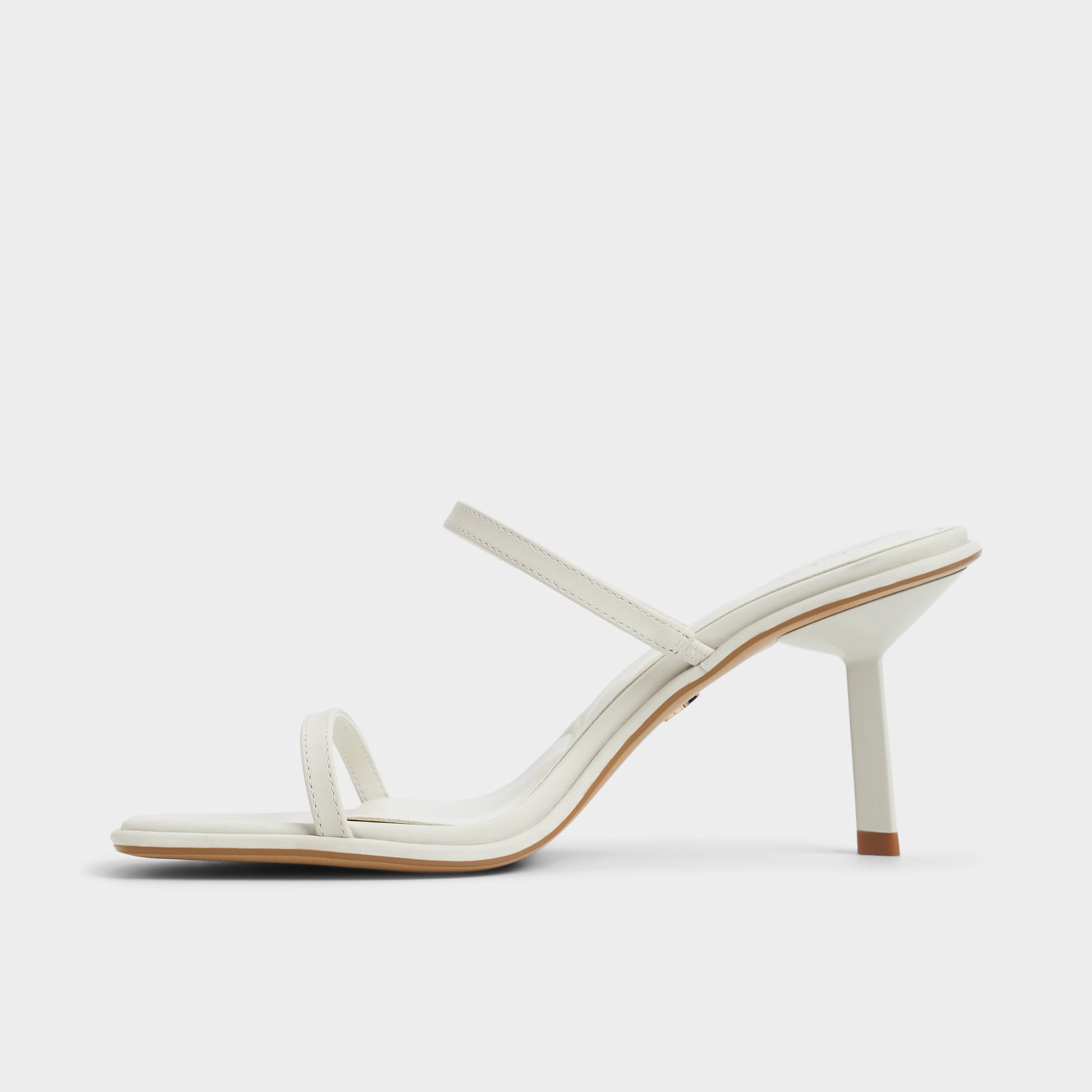 Side view of White/Bone Calalden Strappy heeled sandal