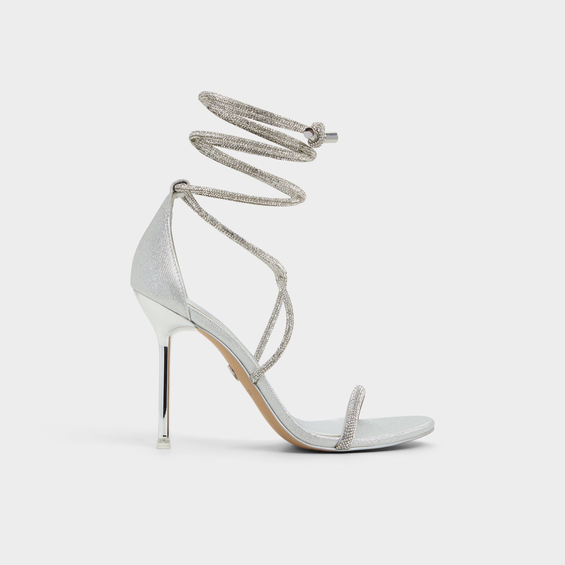 Main View of Silver Caladonia Strappy heeled sandal for Womens
