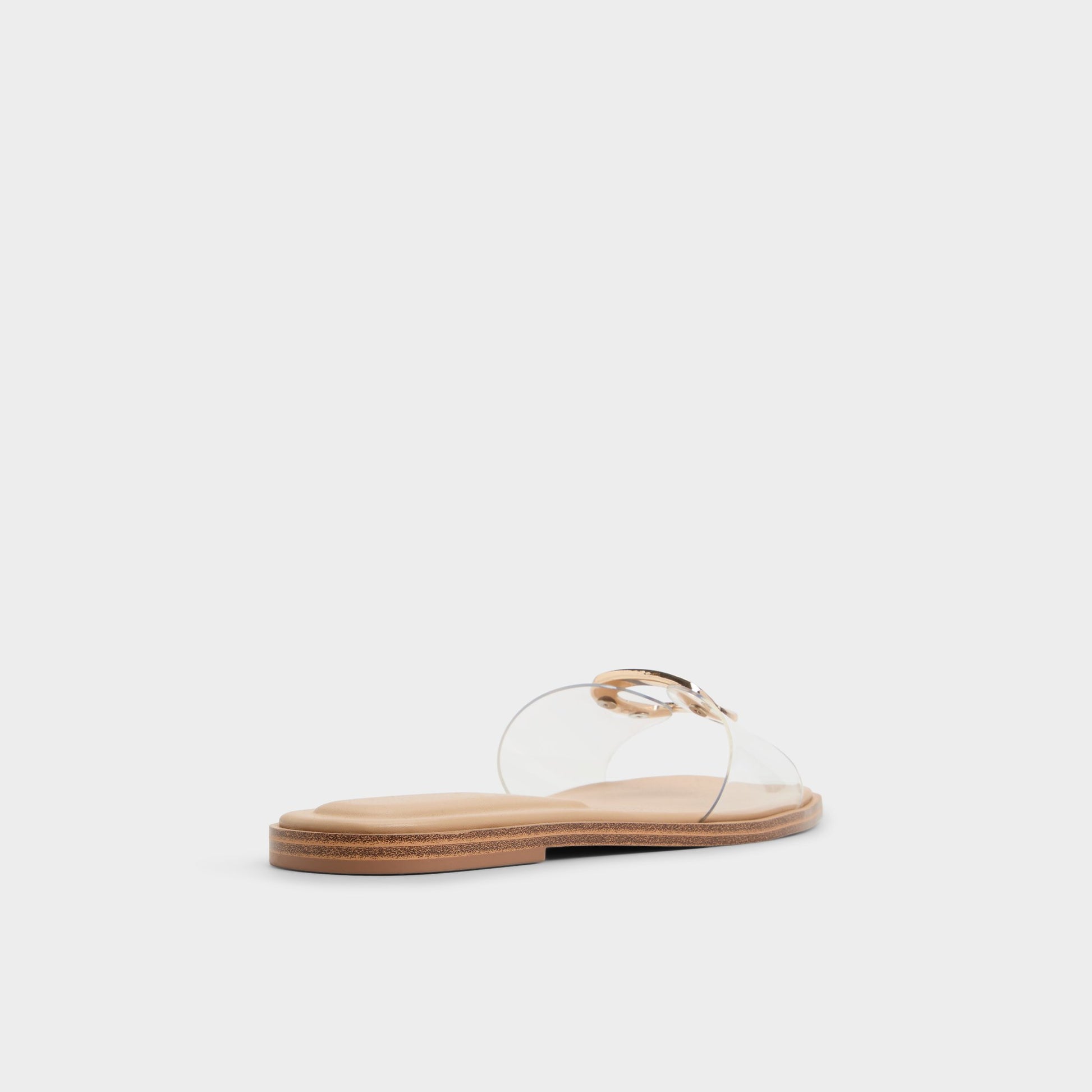 Three-quarter angle of Clear Tidella Slide sandal's back side