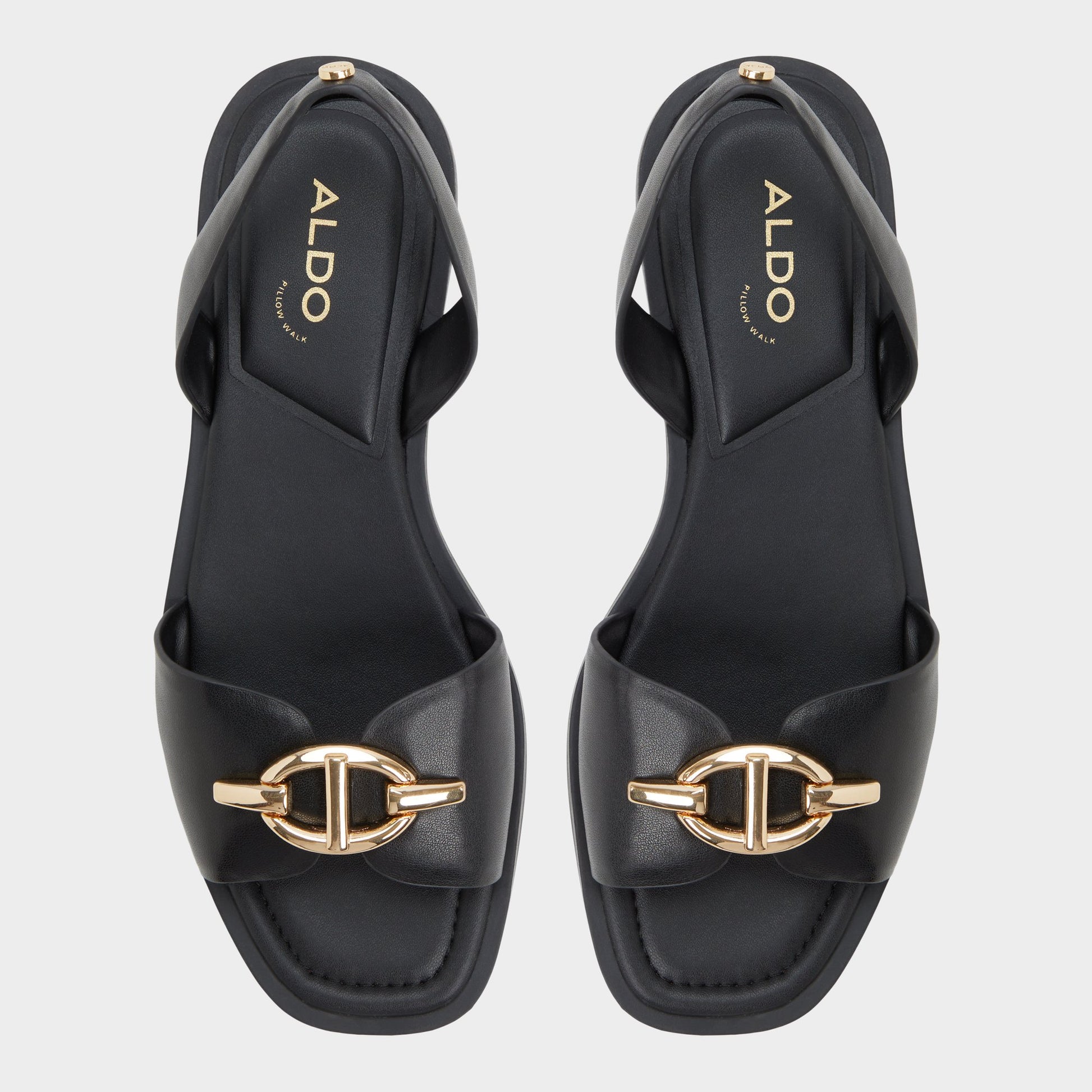 Top-down view of the Black Goassi Flat sandal