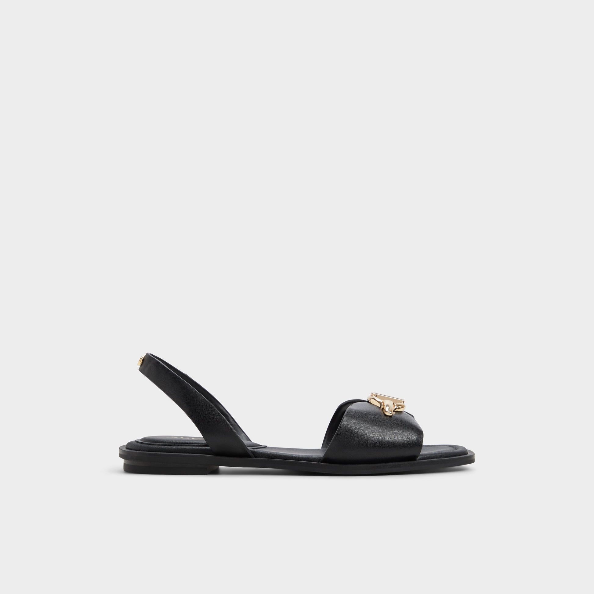 Main View of Black Goassi Flat sandal for Womens