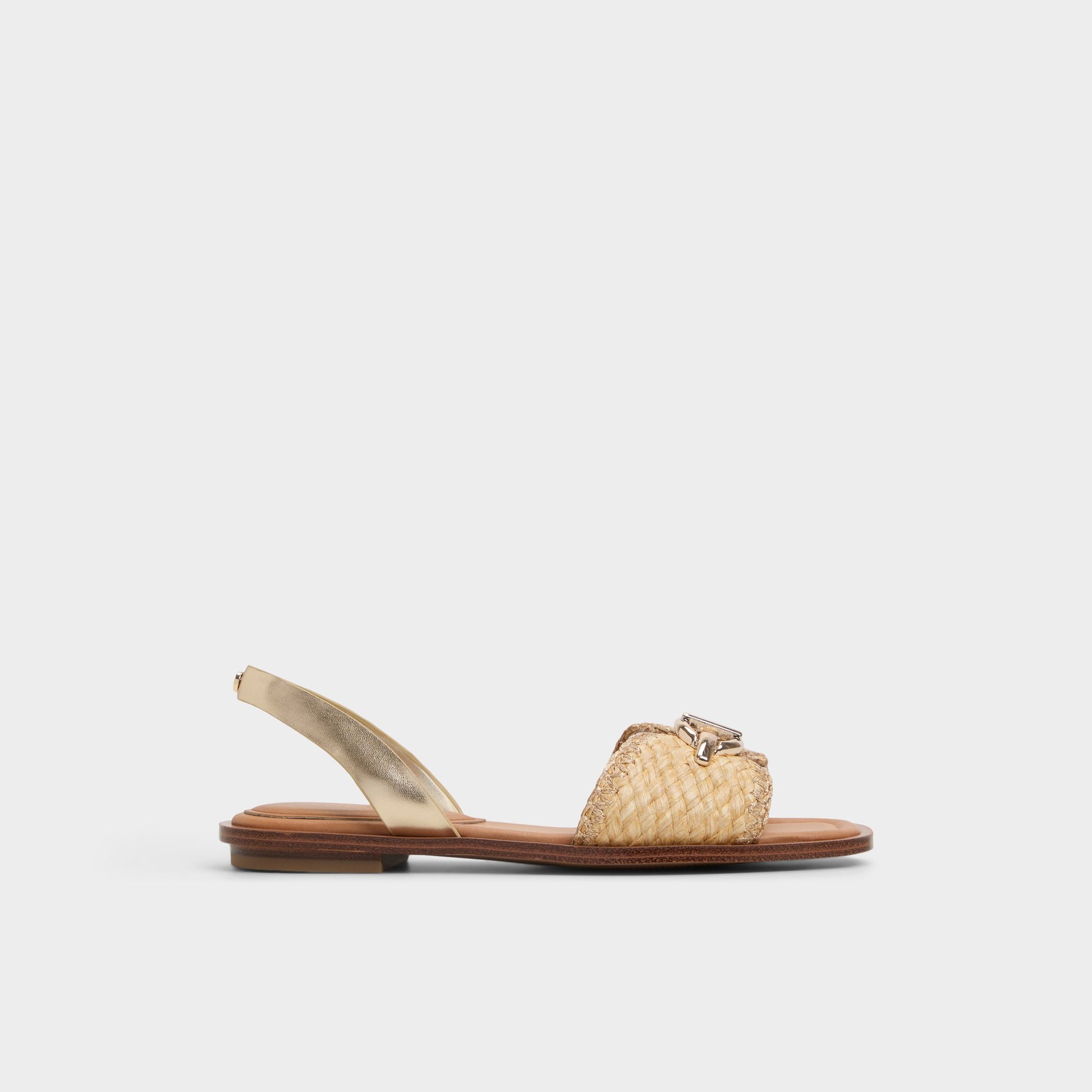 Main View of Gold Goassi Flat sandal for Womens