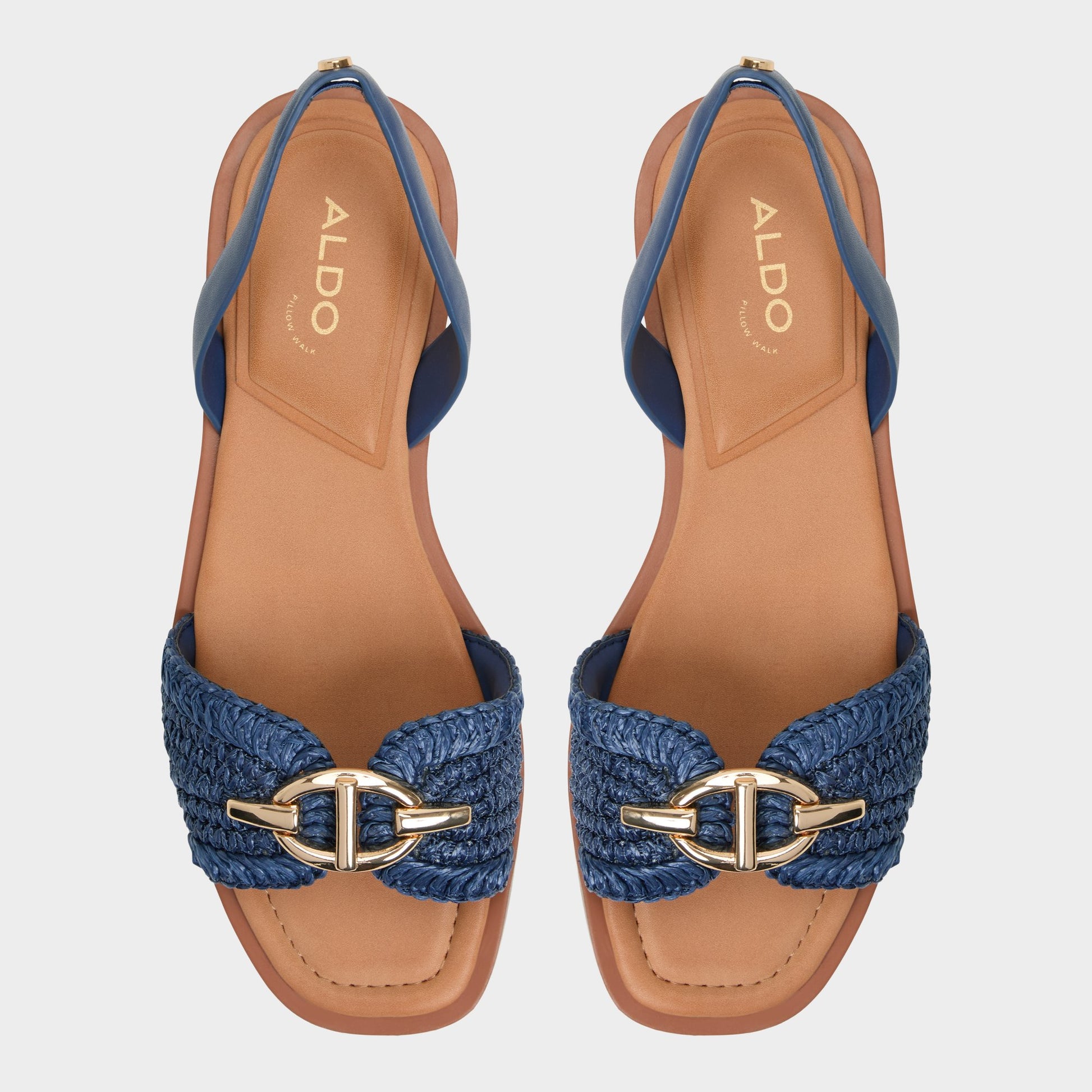 Top-down view of the Navy Goassi Flat sandal