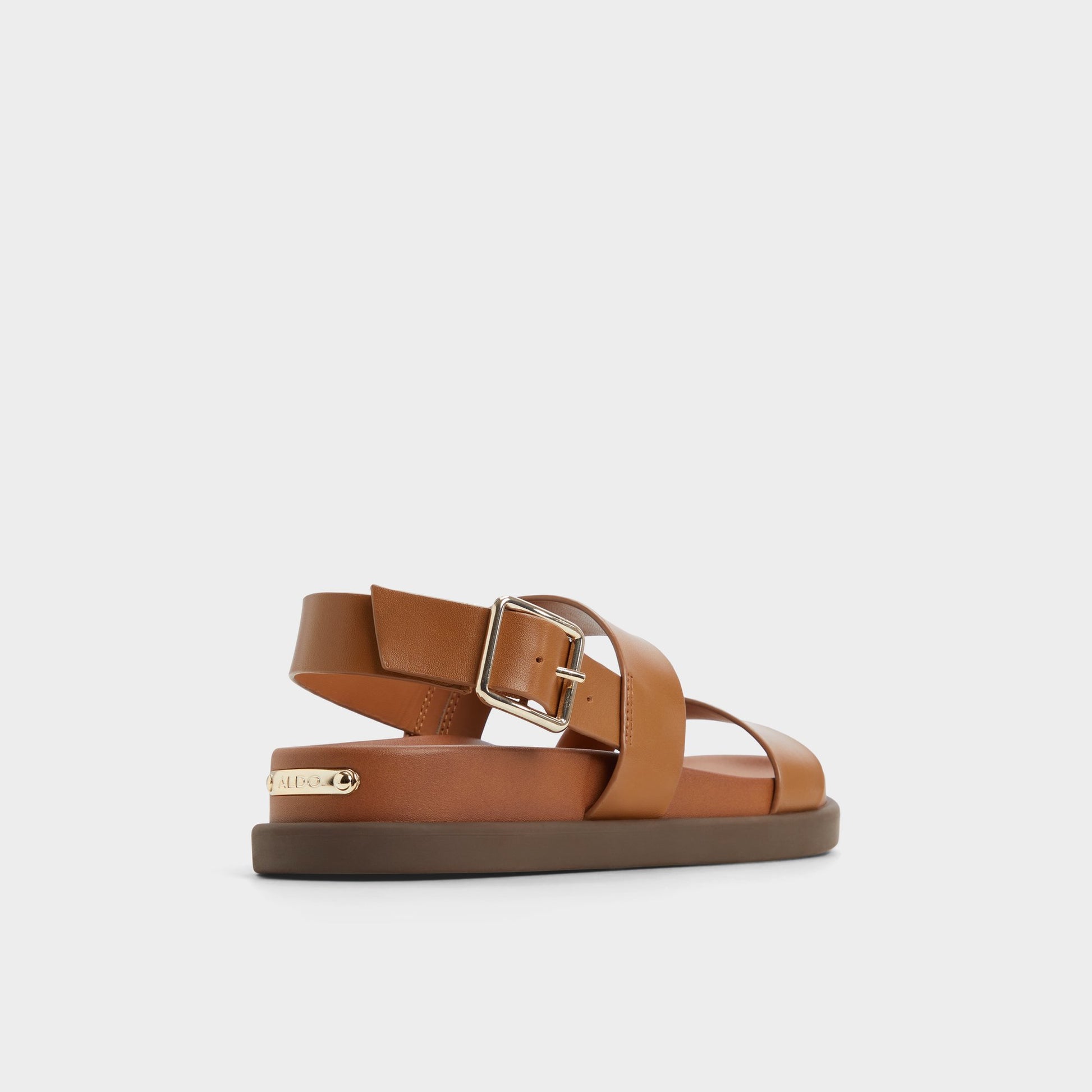 Three-quarter angle of Medium Brown Laroisean Footbed sandal's back side