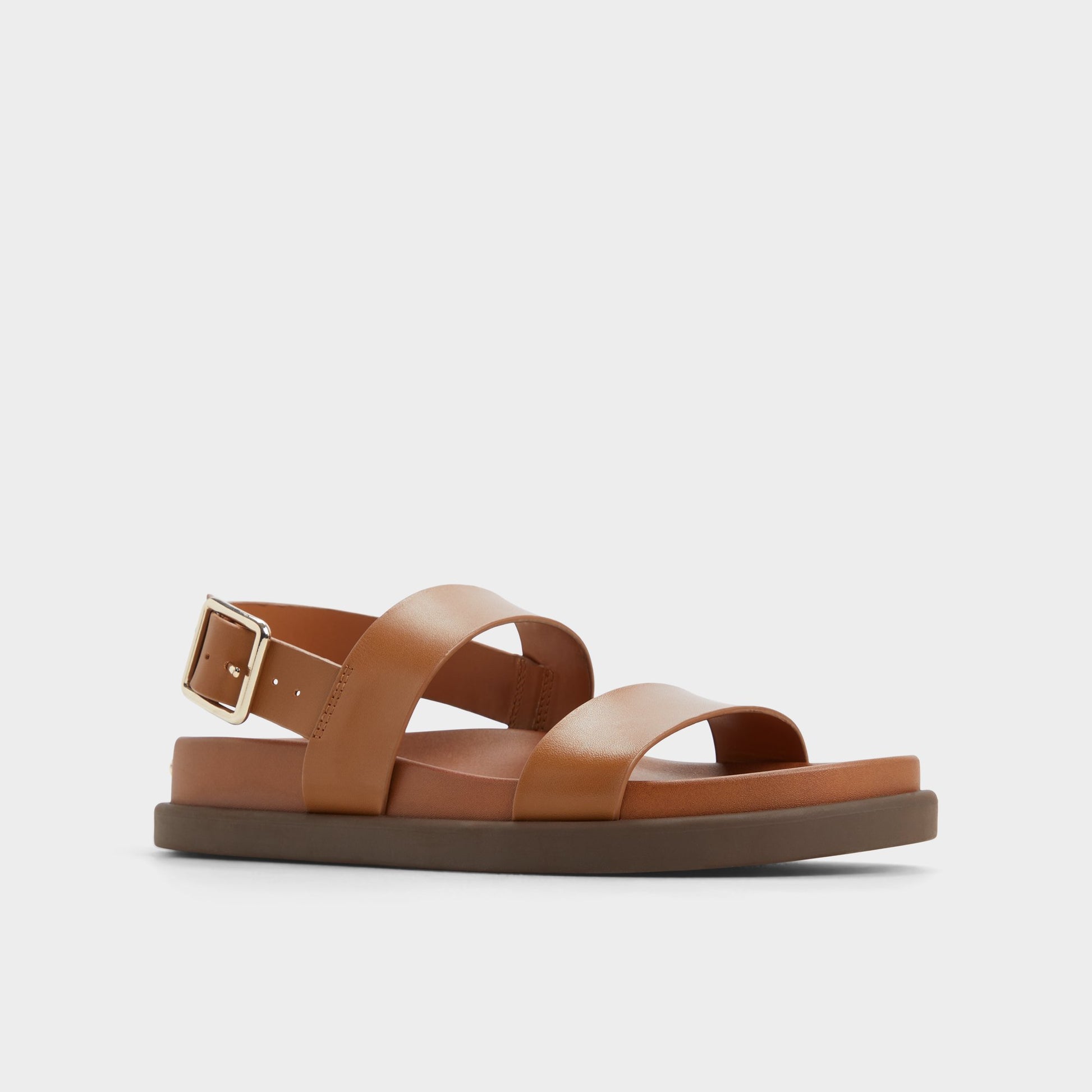 Three-quarter angle of Medium Brown Laroisean Footbed sandal's front side
