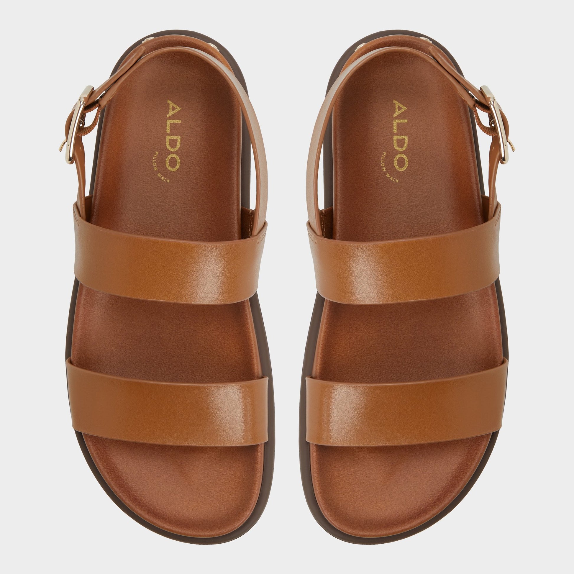 Top-down view of the Medium Brown Laroisean Footbed sandal